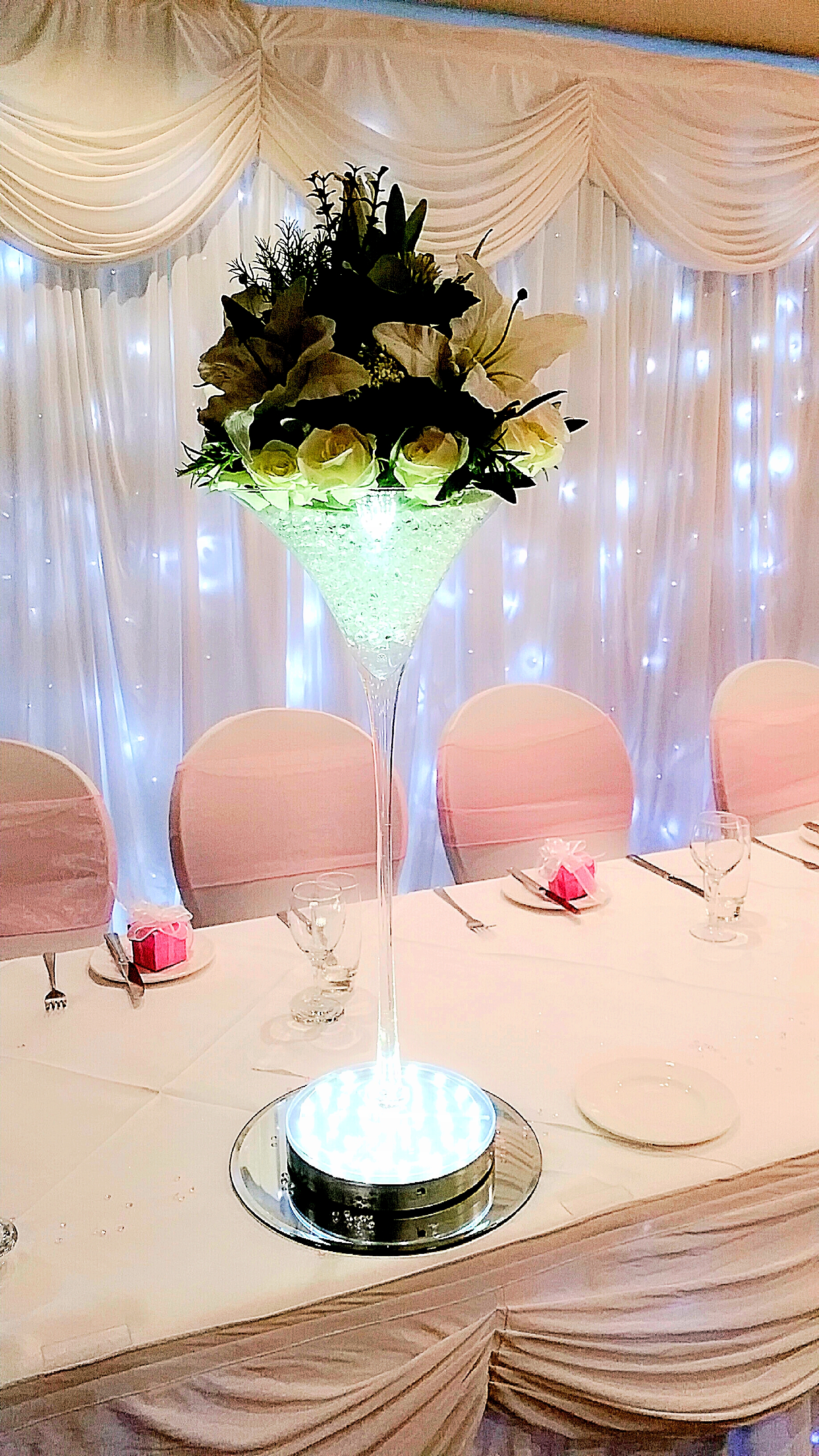With Cream Rose & Greenery Toppers