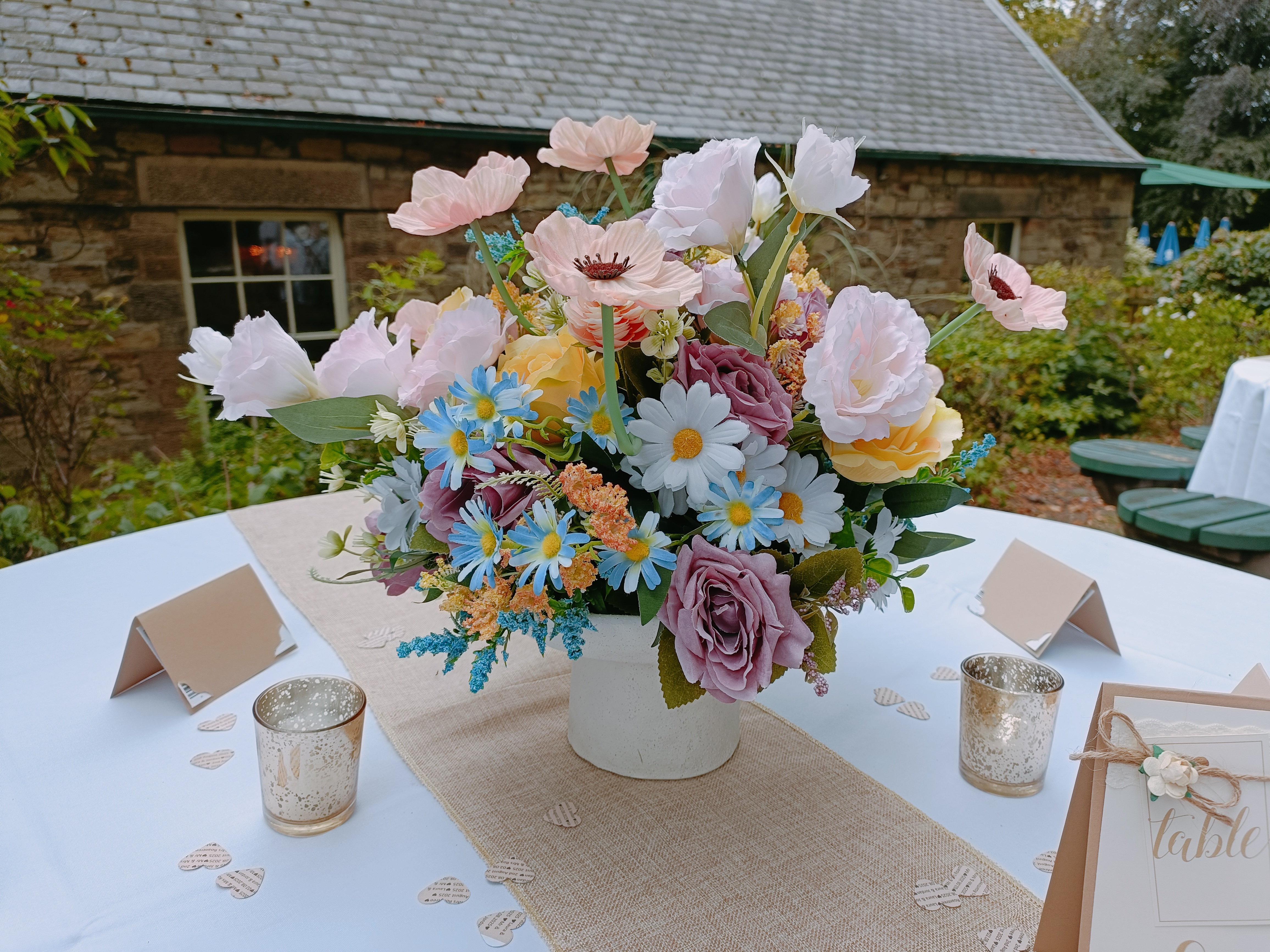 With Pastel Meadow Flowers