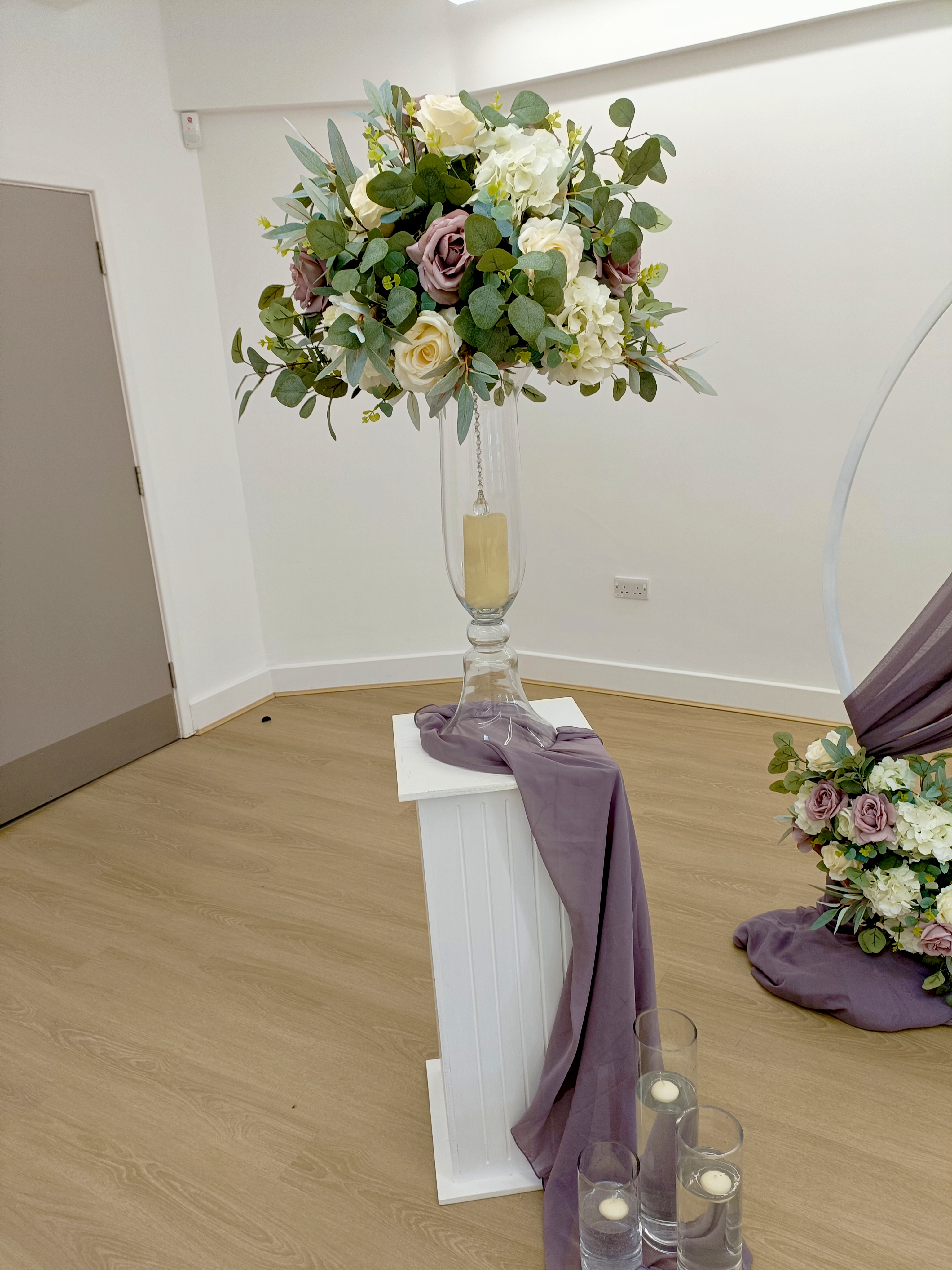 With Ivory, Lilac & Greenery Artificial Flower Bomb