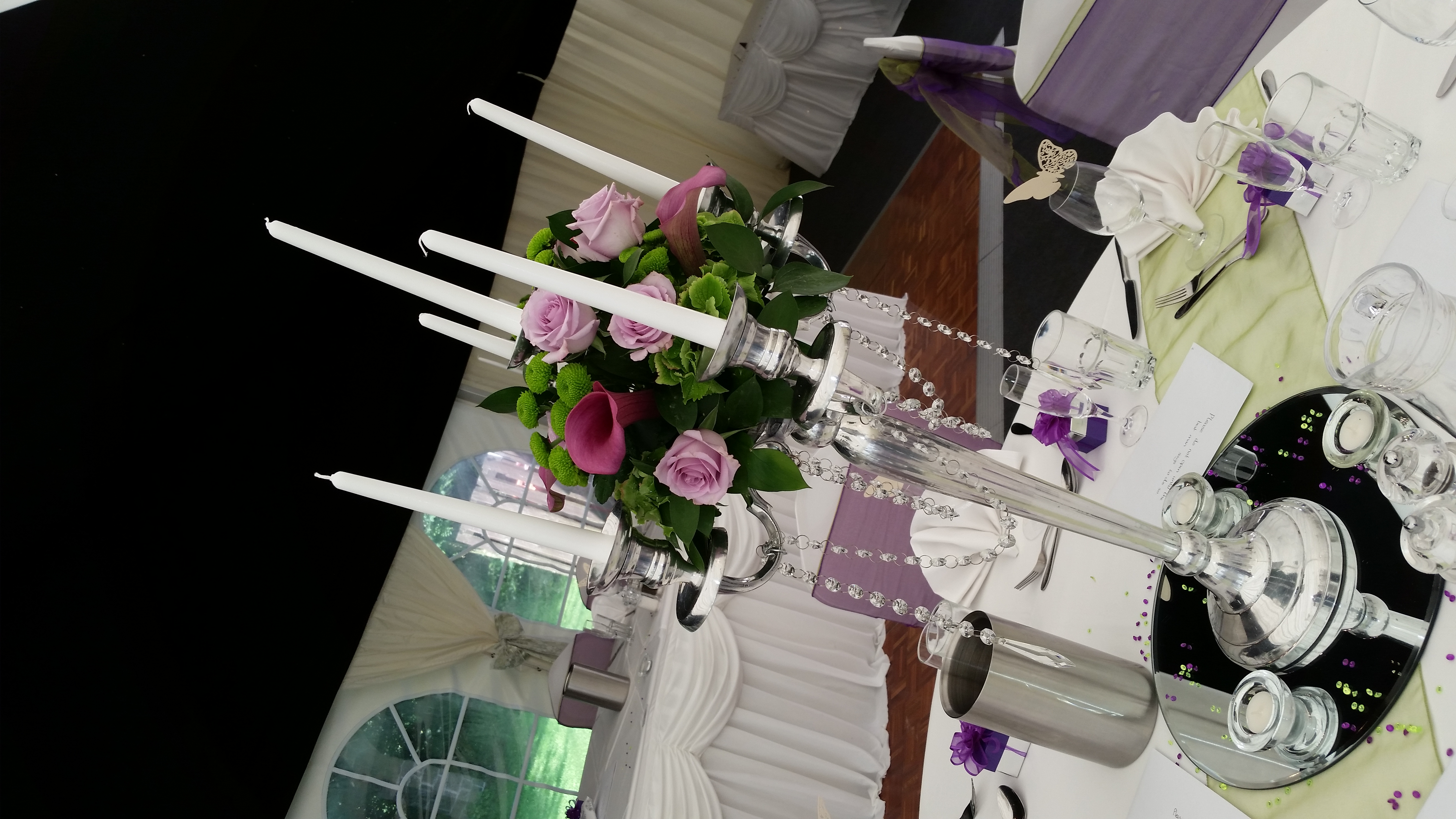 Candelabra with fresh flower balls