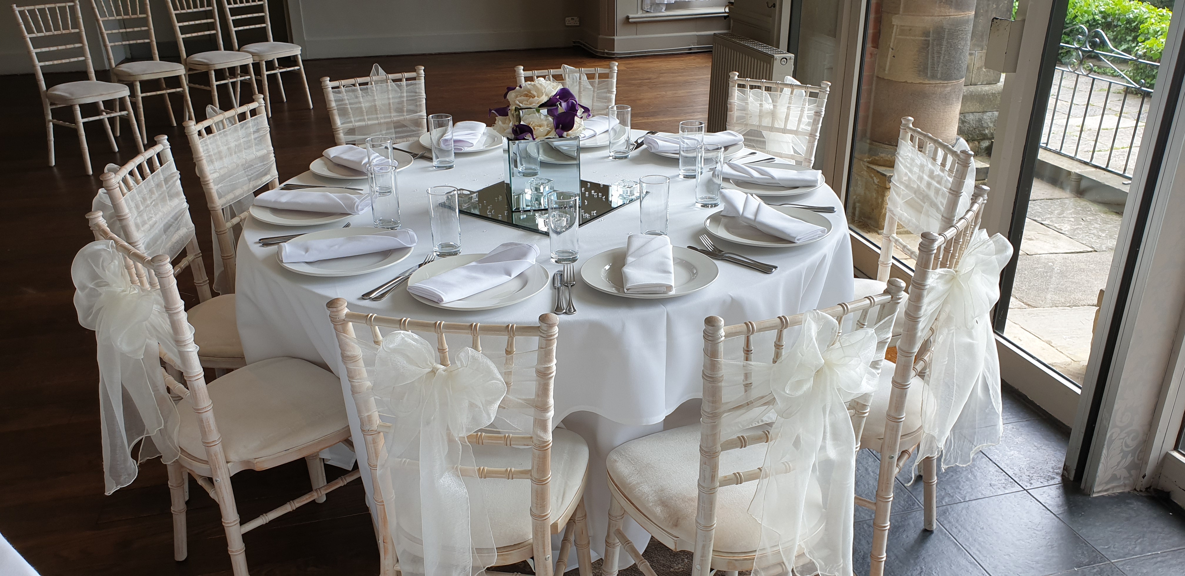 Double Mirror Square With Purple Calla Lily & Ivory Rose 