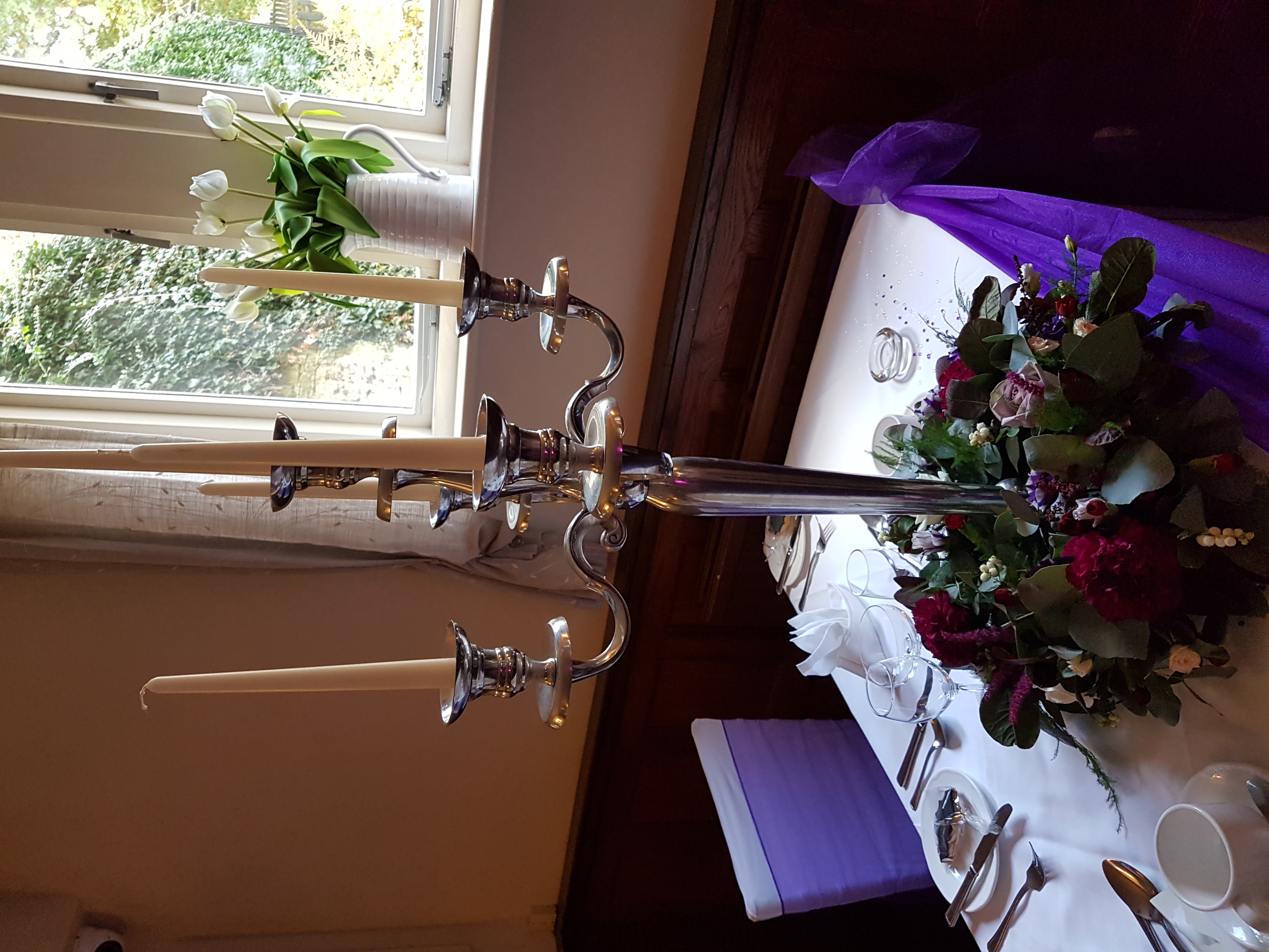 Candelabra with base wreath