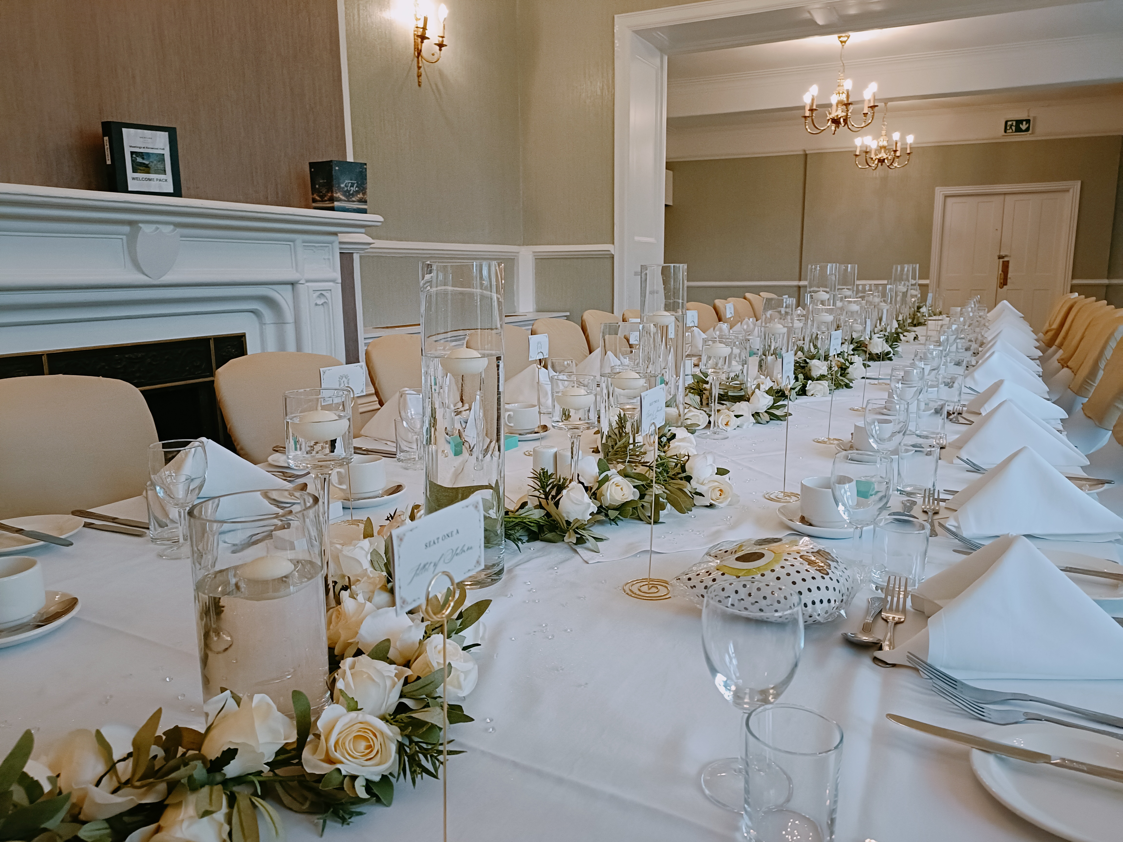 With Cream Rose Garlands