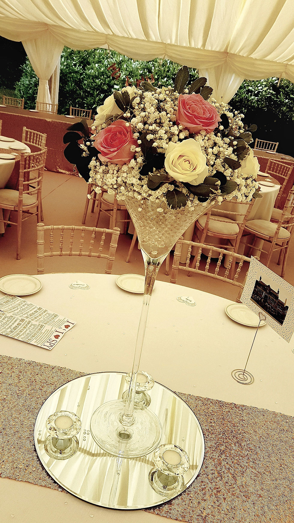 With Fresh Ivory & Pale Pink Roses &Greenery & Gyp