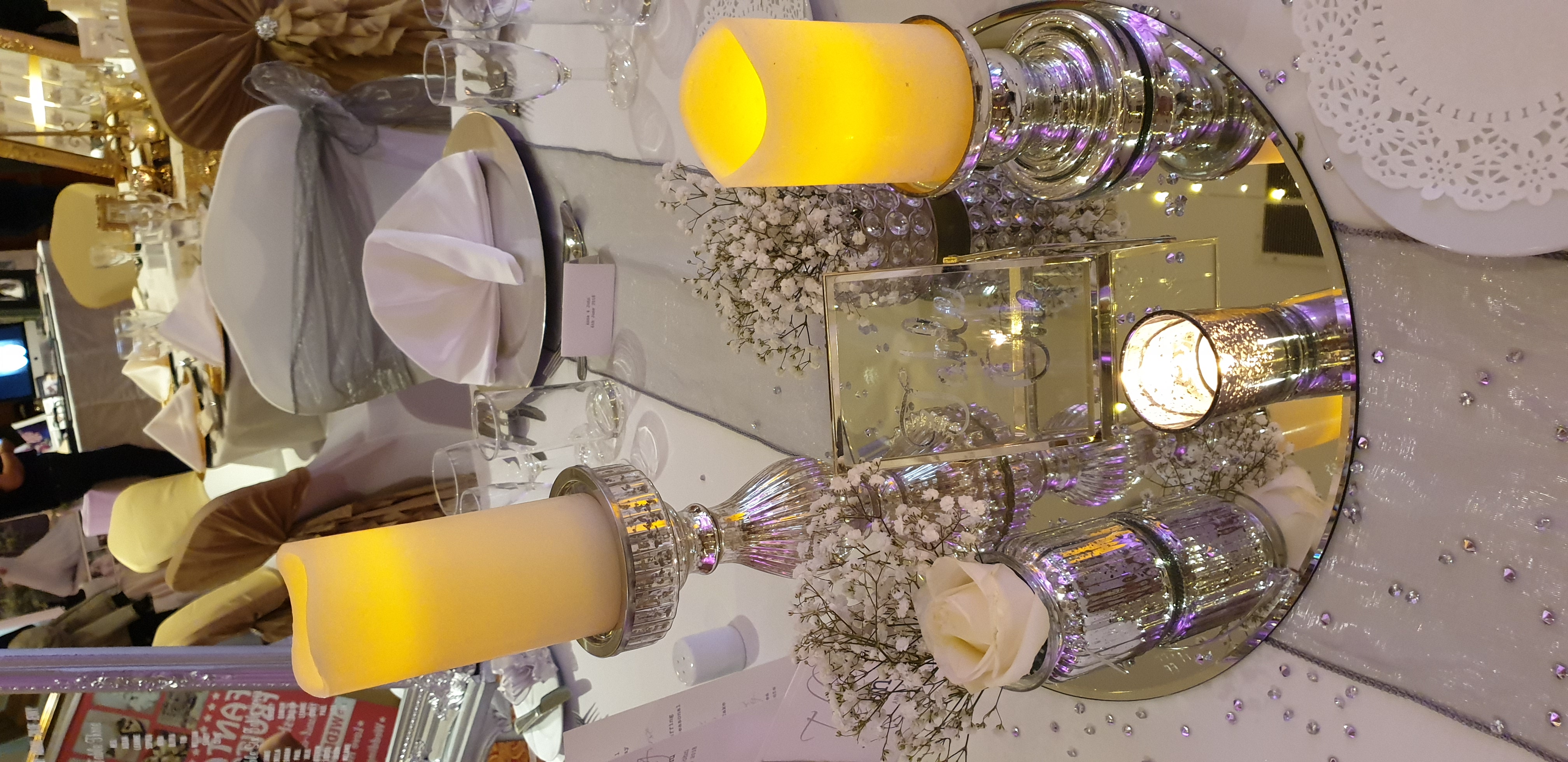 Silver Mercury Quintet With Fresh Ivory Roses & Gyp