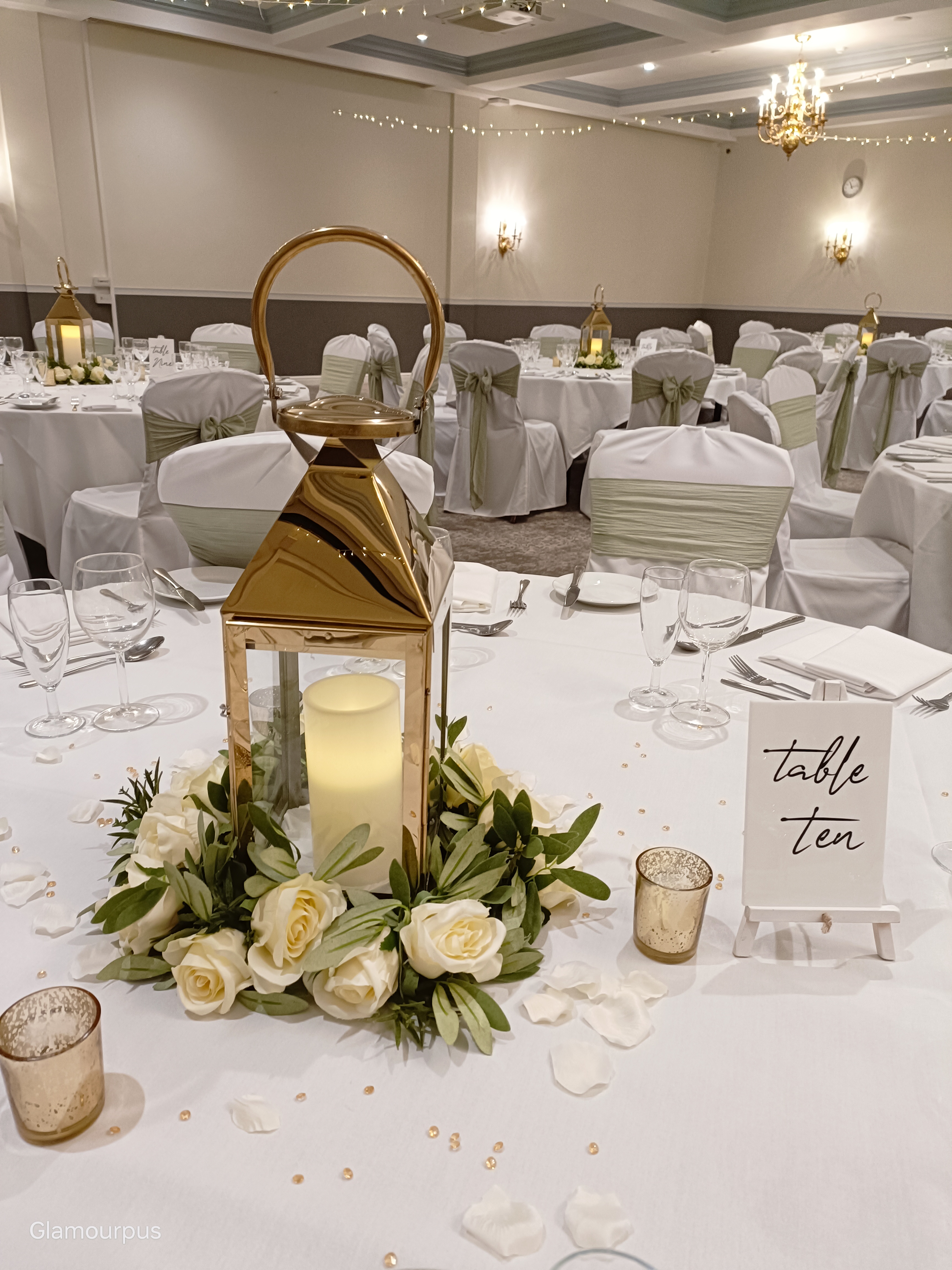 With Artificial Cream Rose Wreaths