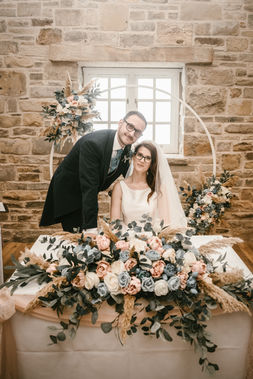 Artificial Ivory, Dusky Blue, Blush & Greenery Long & Low