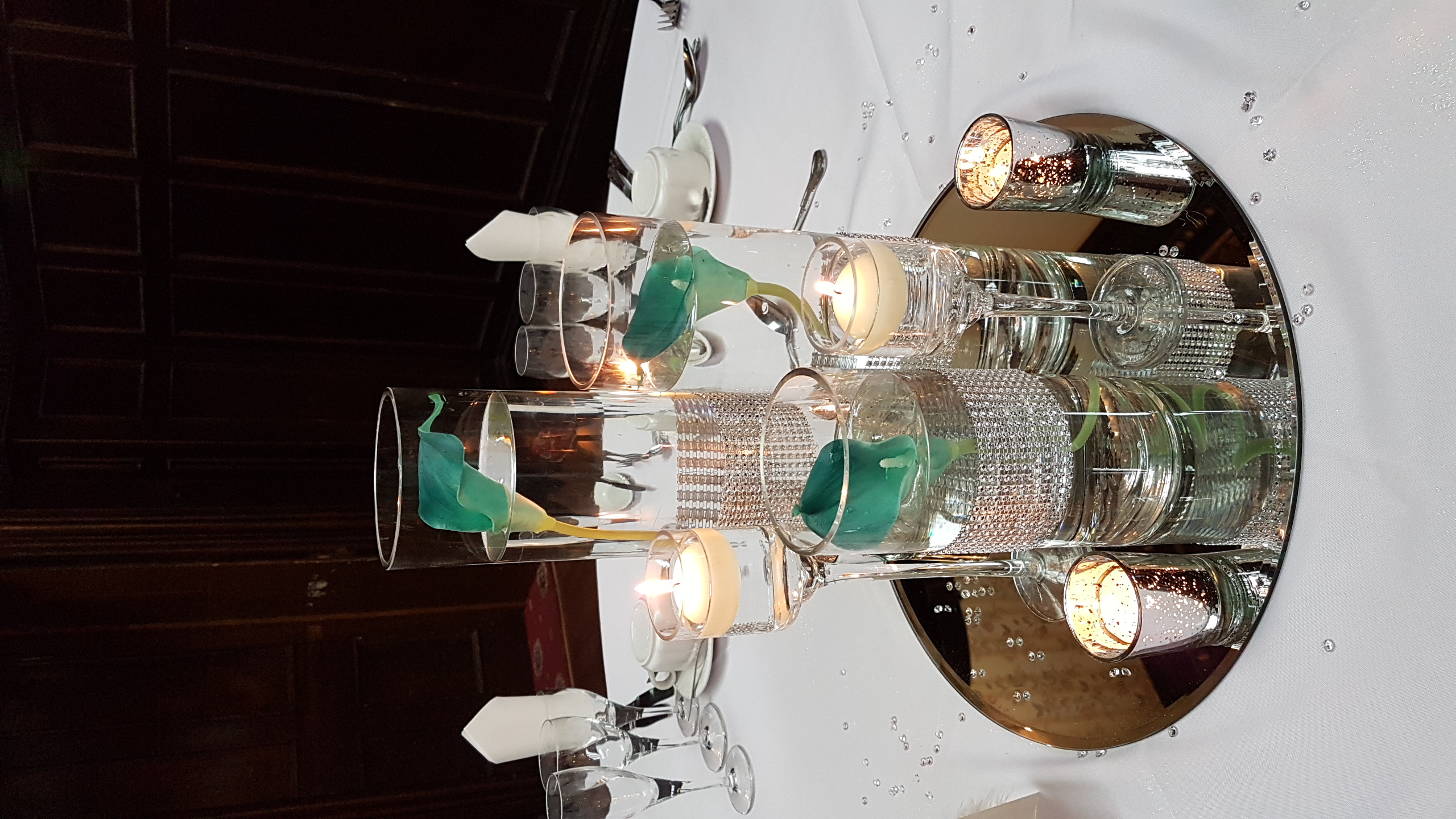 With Artificial Teal Calla Lily Trio