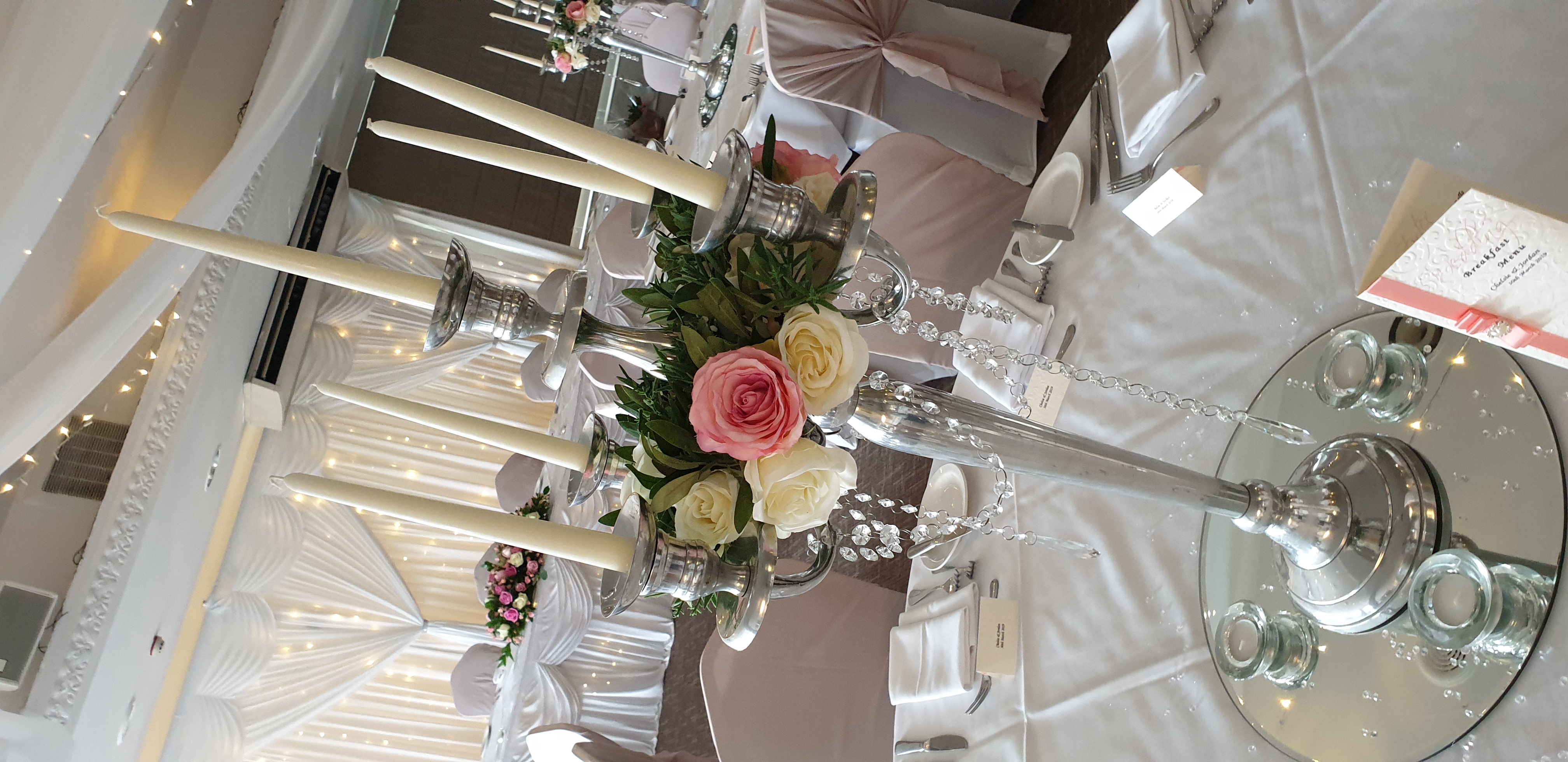 With Artificial Cream & Pink Rose Wreaths