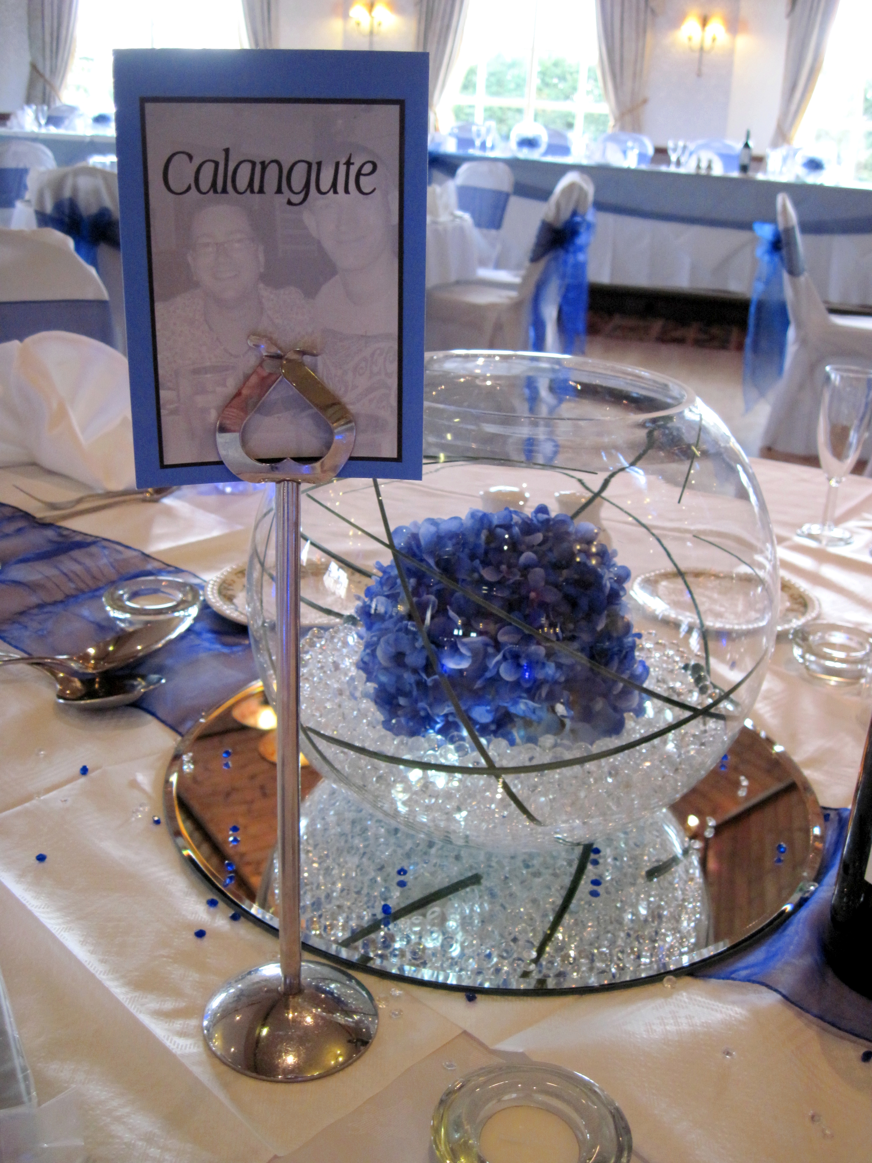 With Artificial Blue Hydrangea
