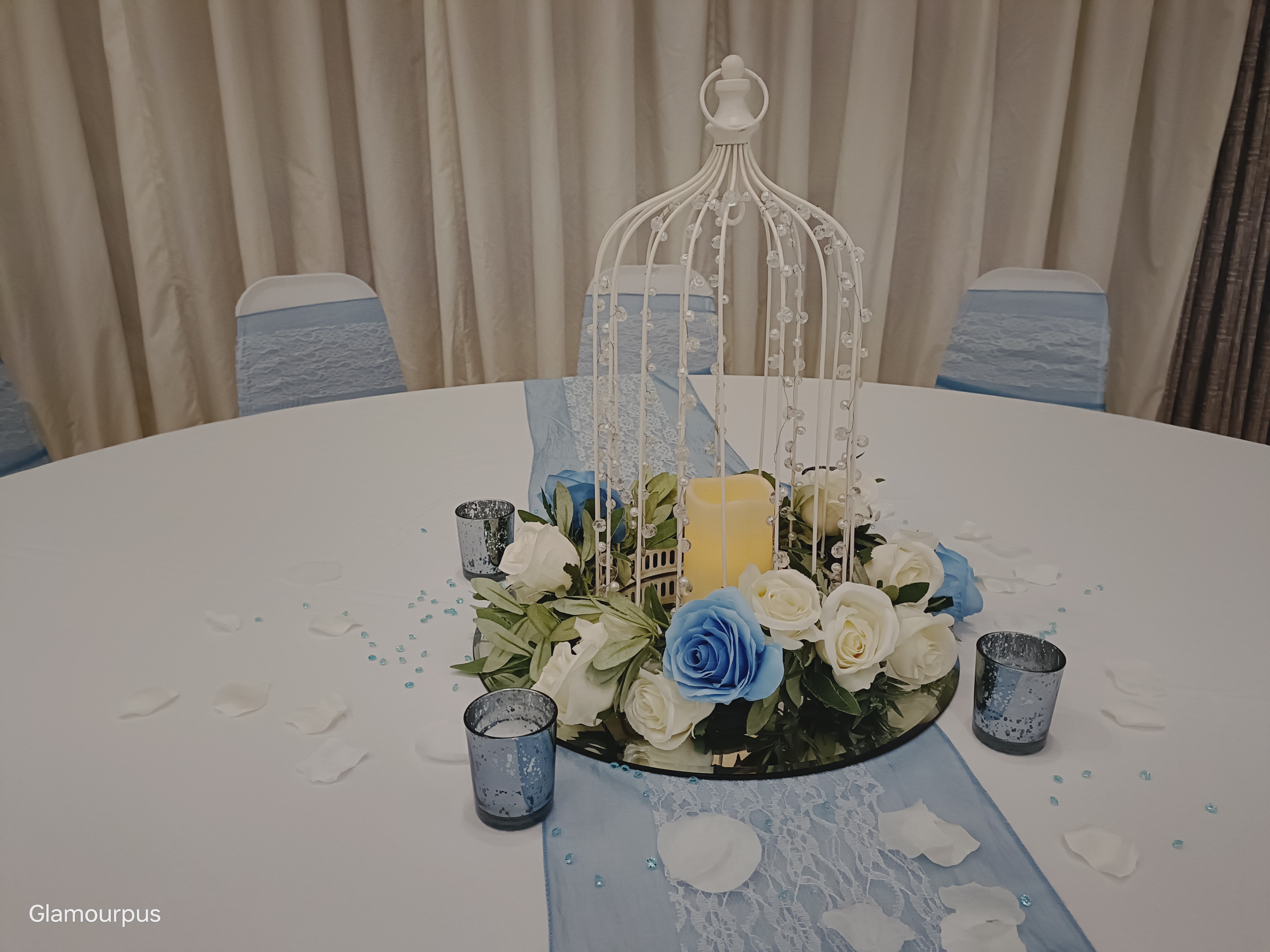 With Cream & Light Blue Rose Garlands