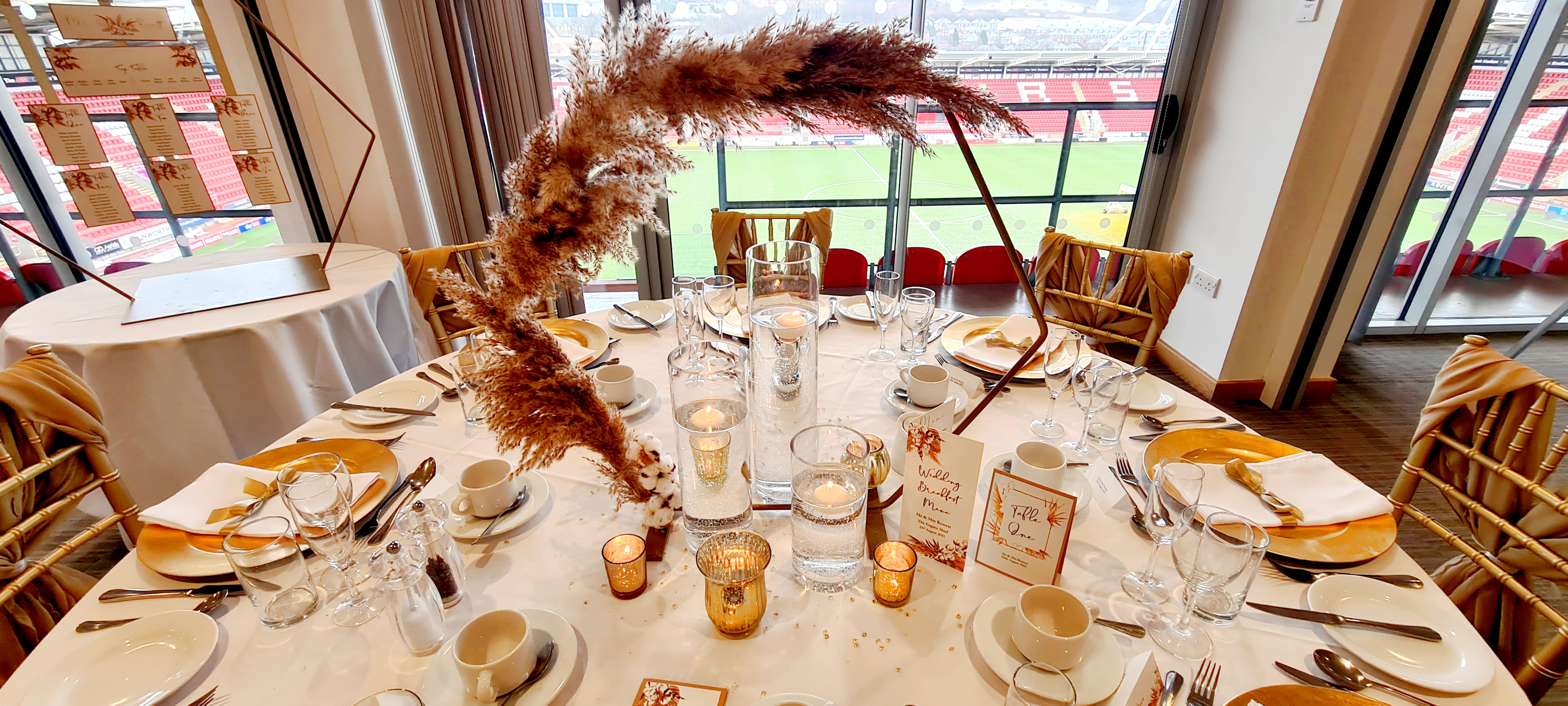 With Pampas Garlands & Trio Of Cylinder