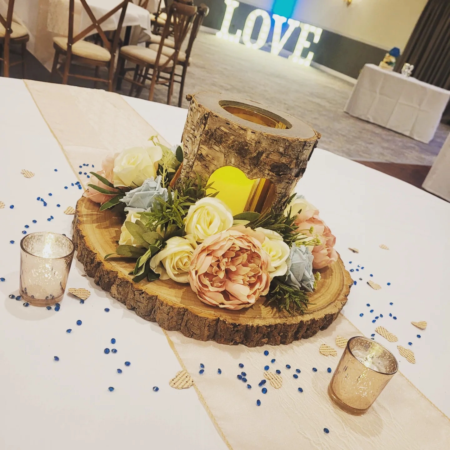 With Cream, Aqua & Blush Rose Wreath