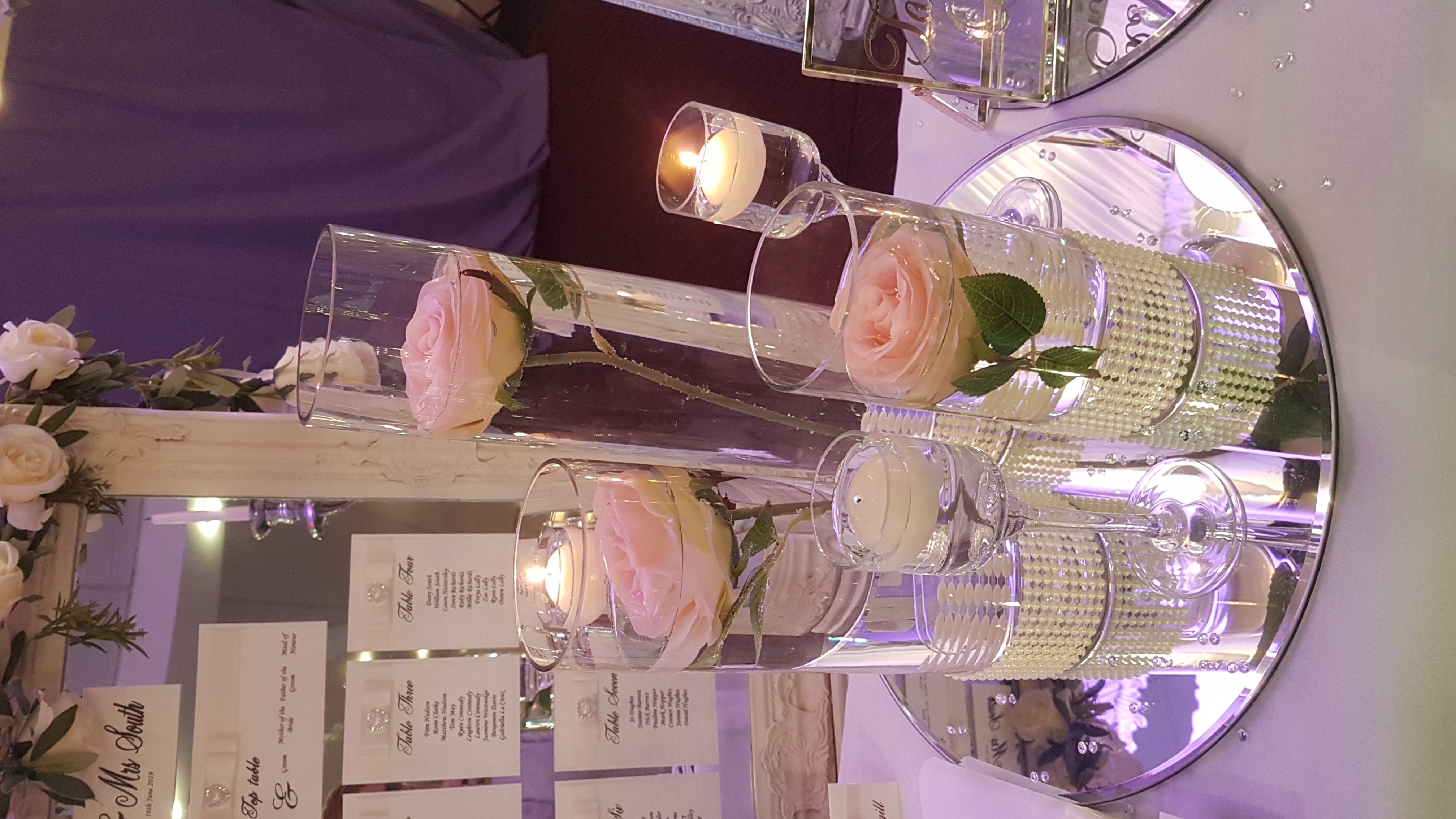 With Artificial Trio Of Pink Roses