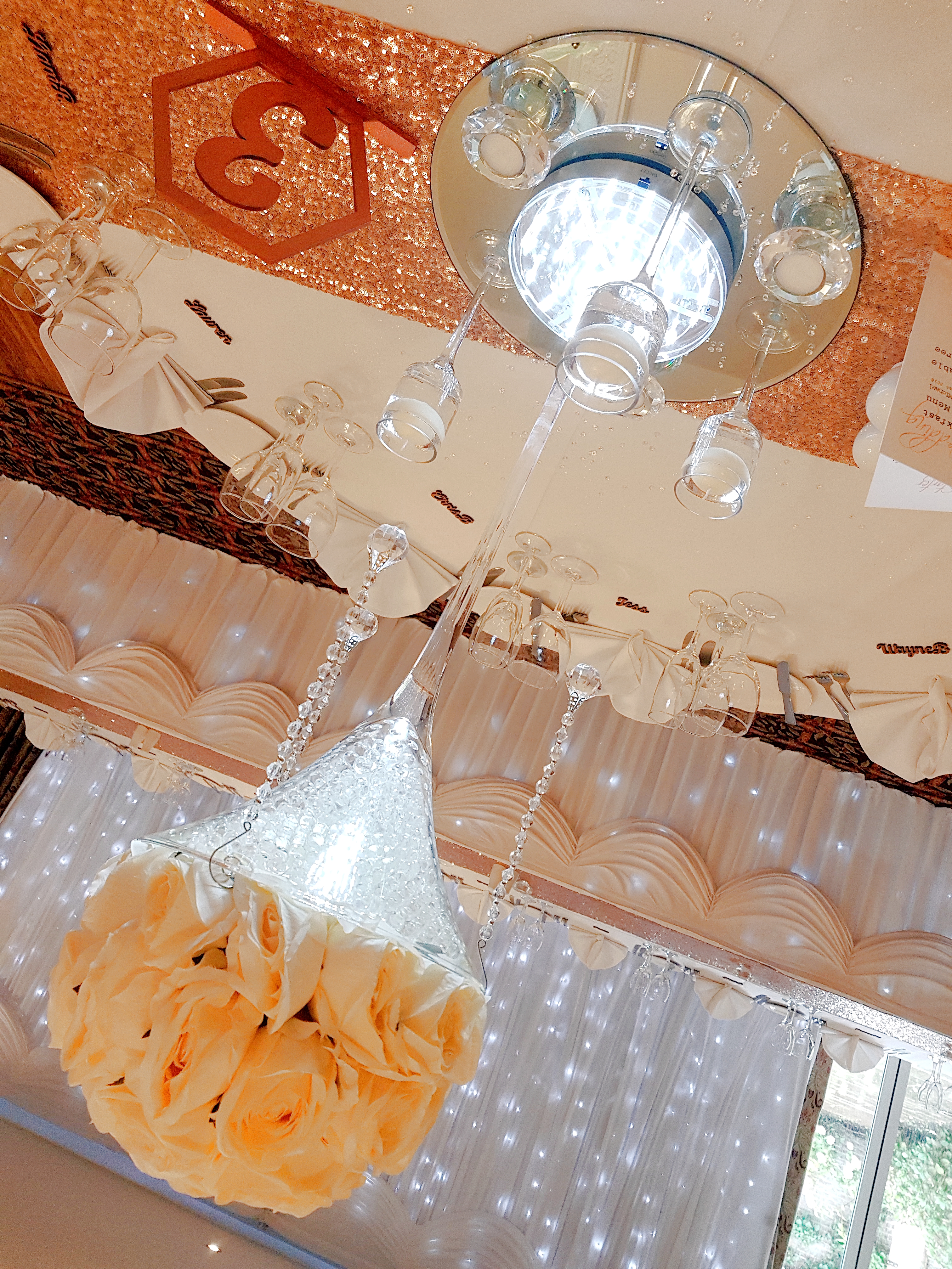 With Cream Rose Dome & Diamante Droplets