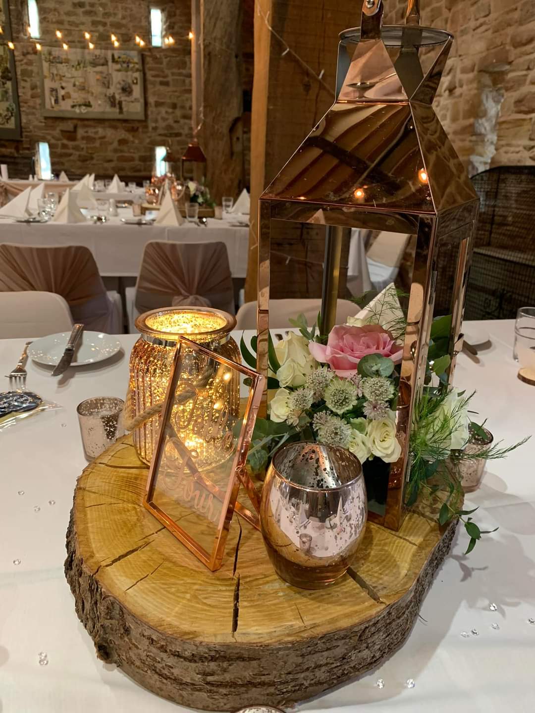 Rose Gold Mixed Quintet With Fresh Pink & Ivory Florals With Greenery