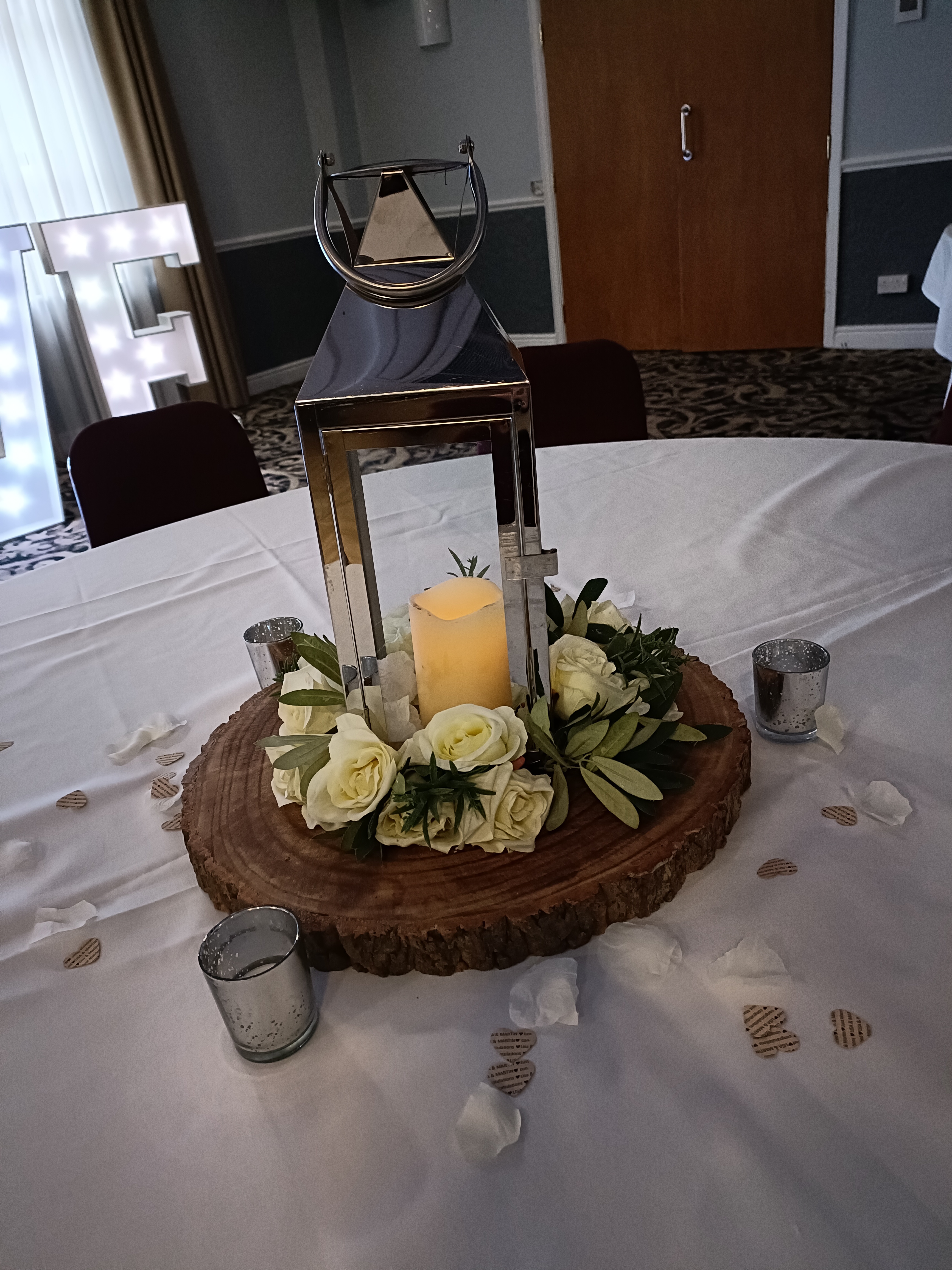 With Artificial Cream Rose Wreaths