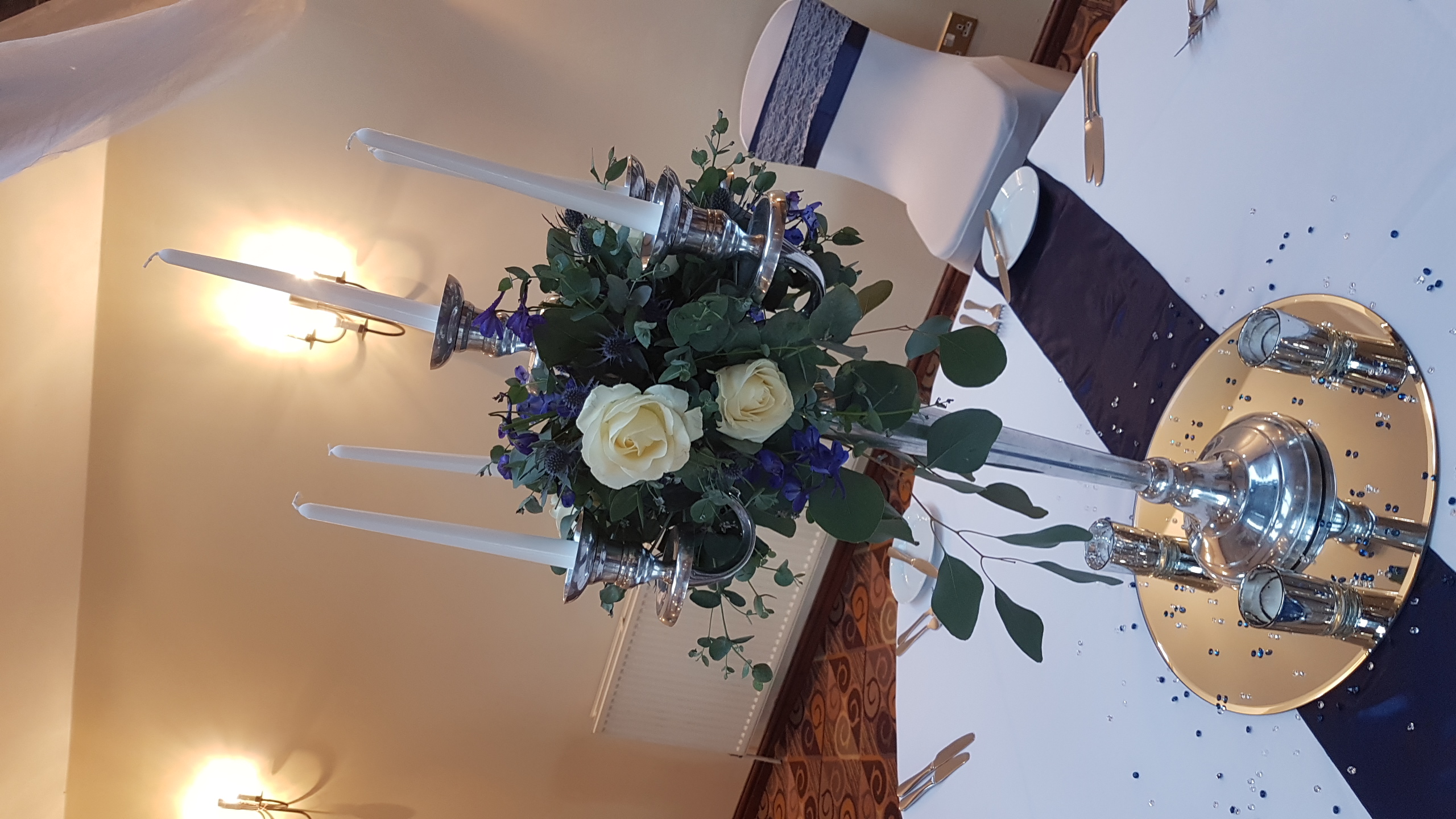 Candelabra with fresh flower balls