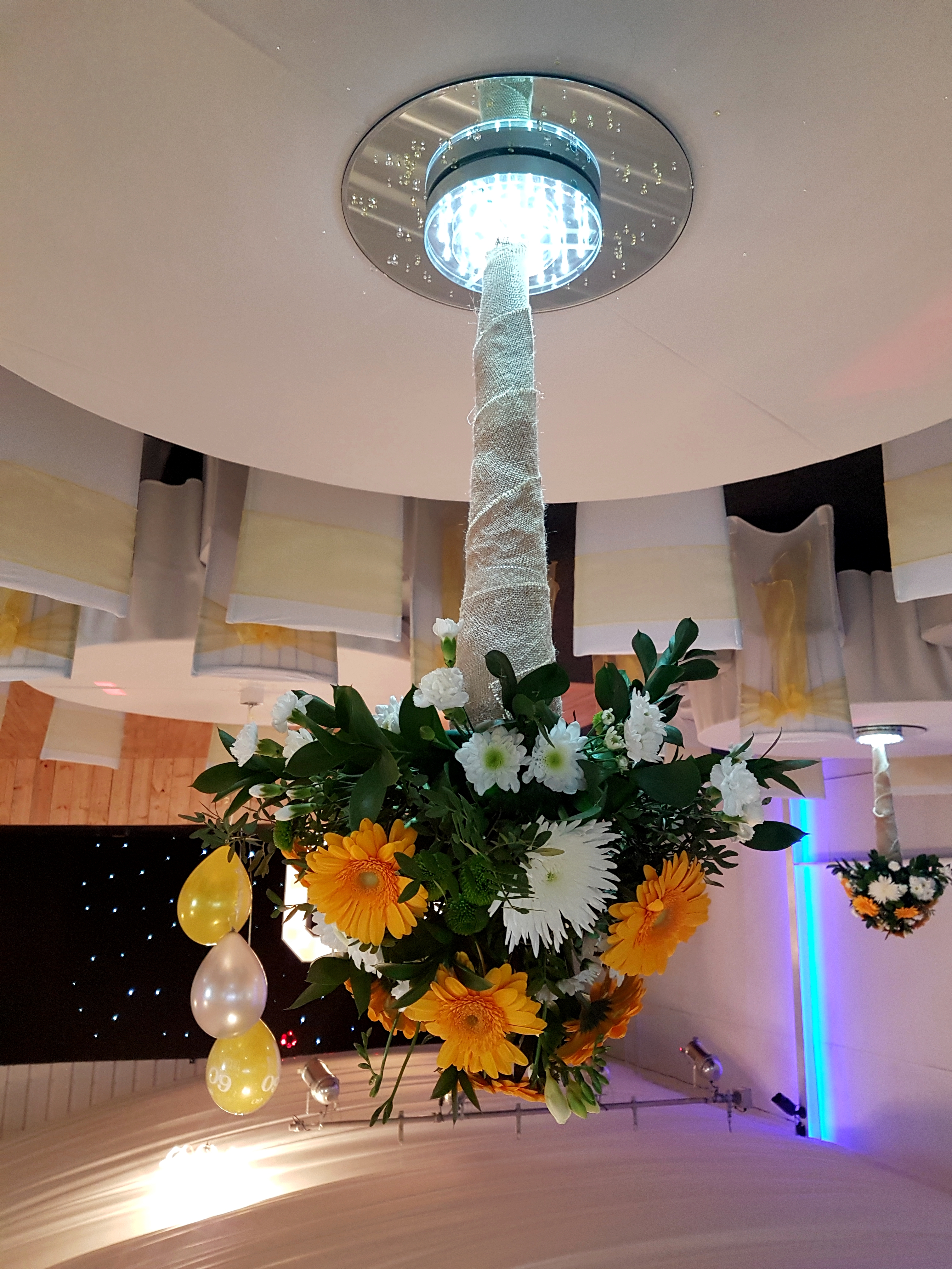 With Fresh Yellow & White Gerbera & Chrysanthemum.