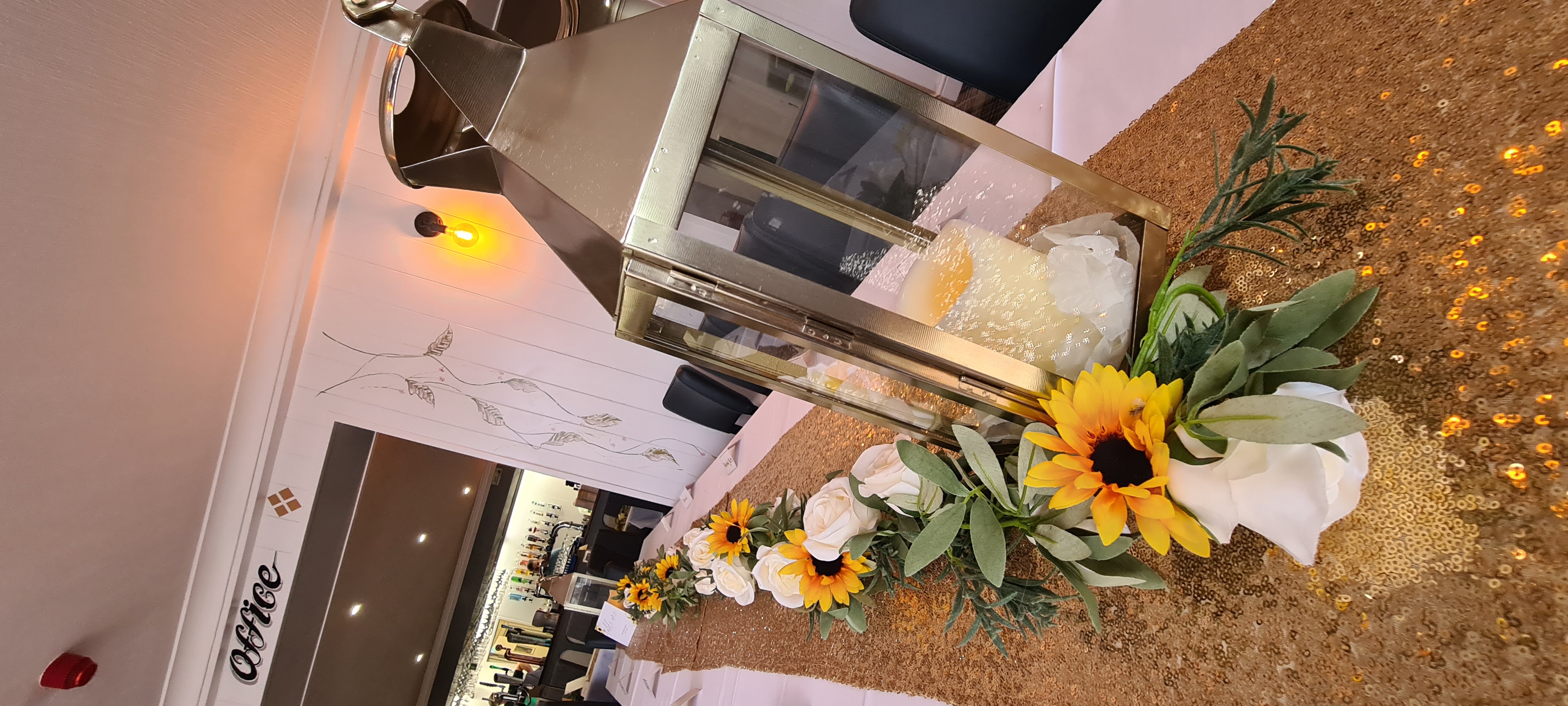 With Artificial Cream Rose & Sunflower Wreaths