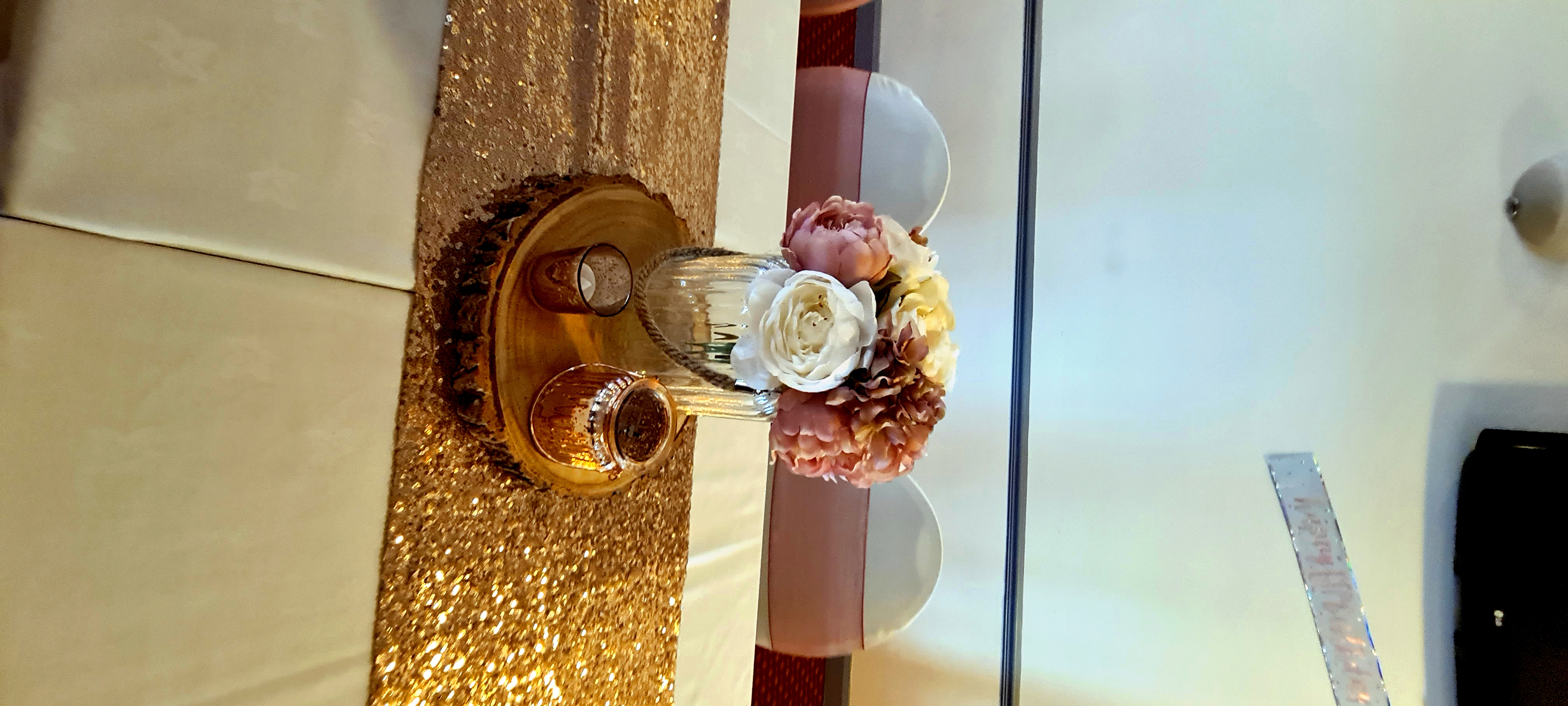 With Ivory & Blush Rose & Hydrangea.