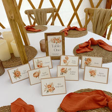 Rust Bloom Table Number & Name Card