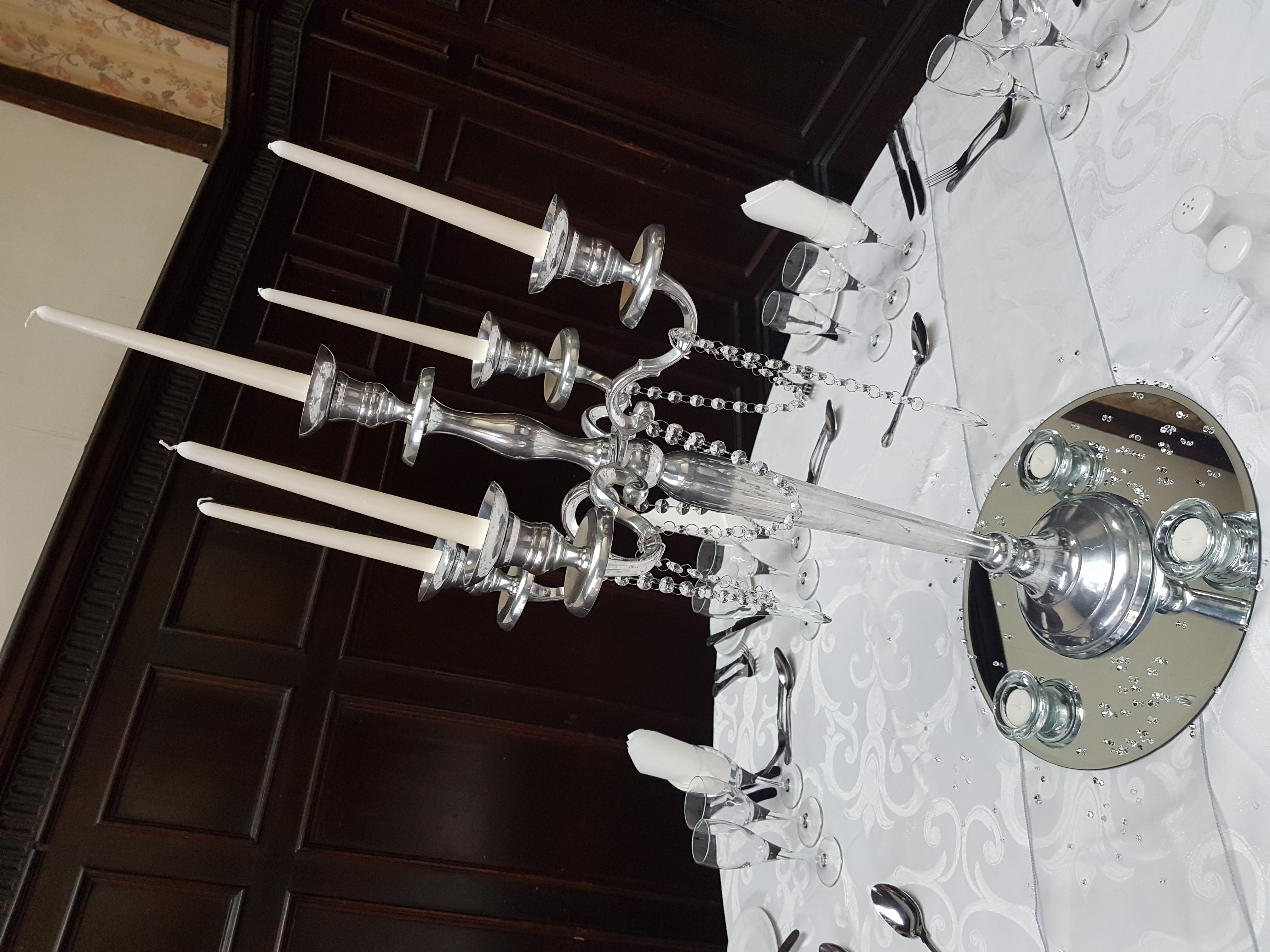 Candelabra with diamante garlands