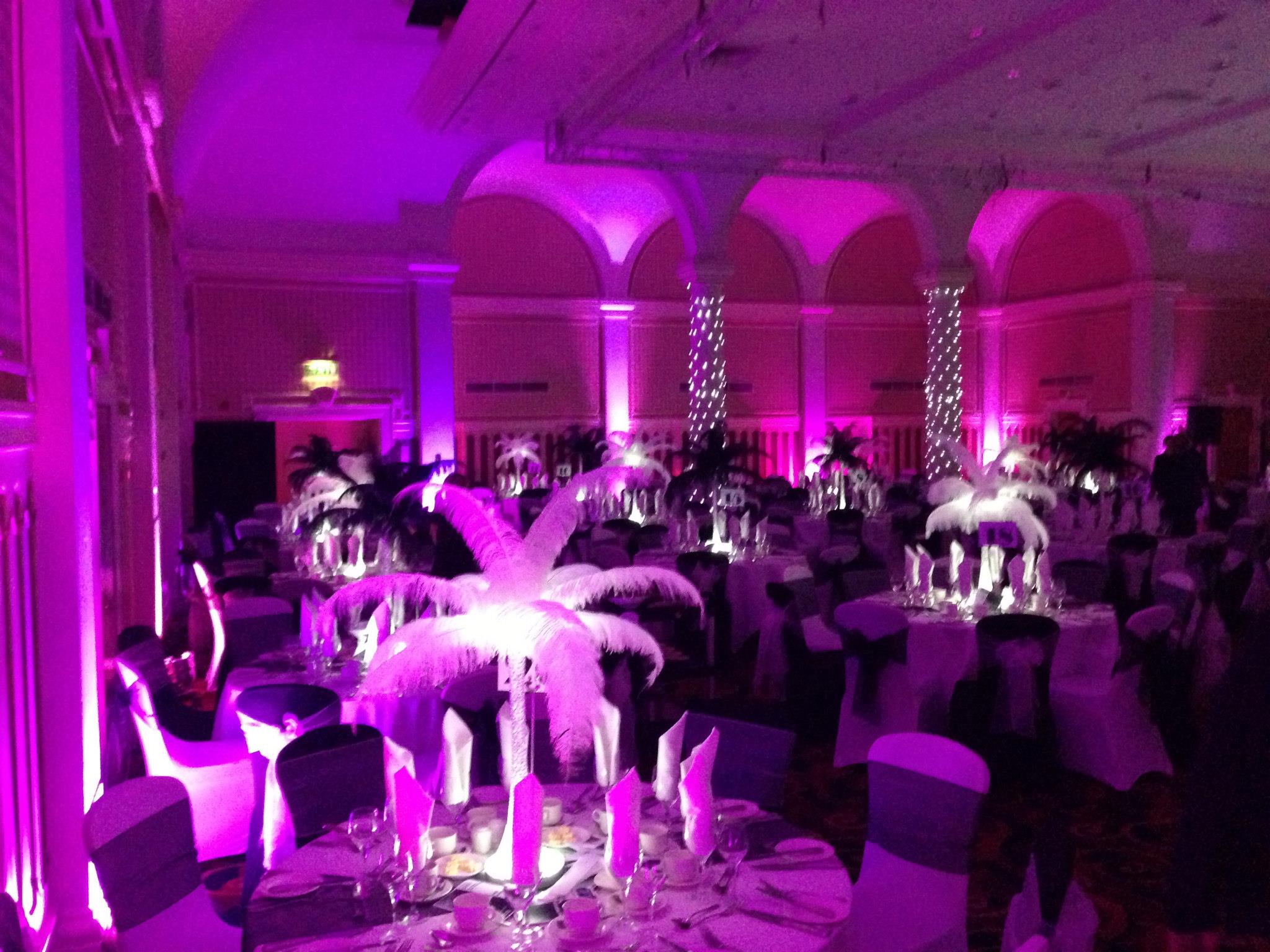 Hot pink uplighting Queens Hotel