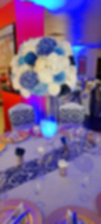 Ivory, Navy & Light Blue Artificial Flower Bomb