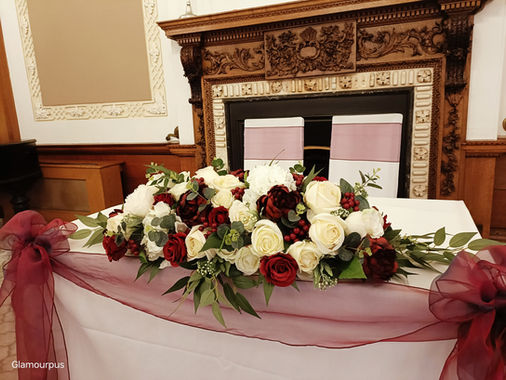 Artificial Ivory, Red & Greenery Long & Low