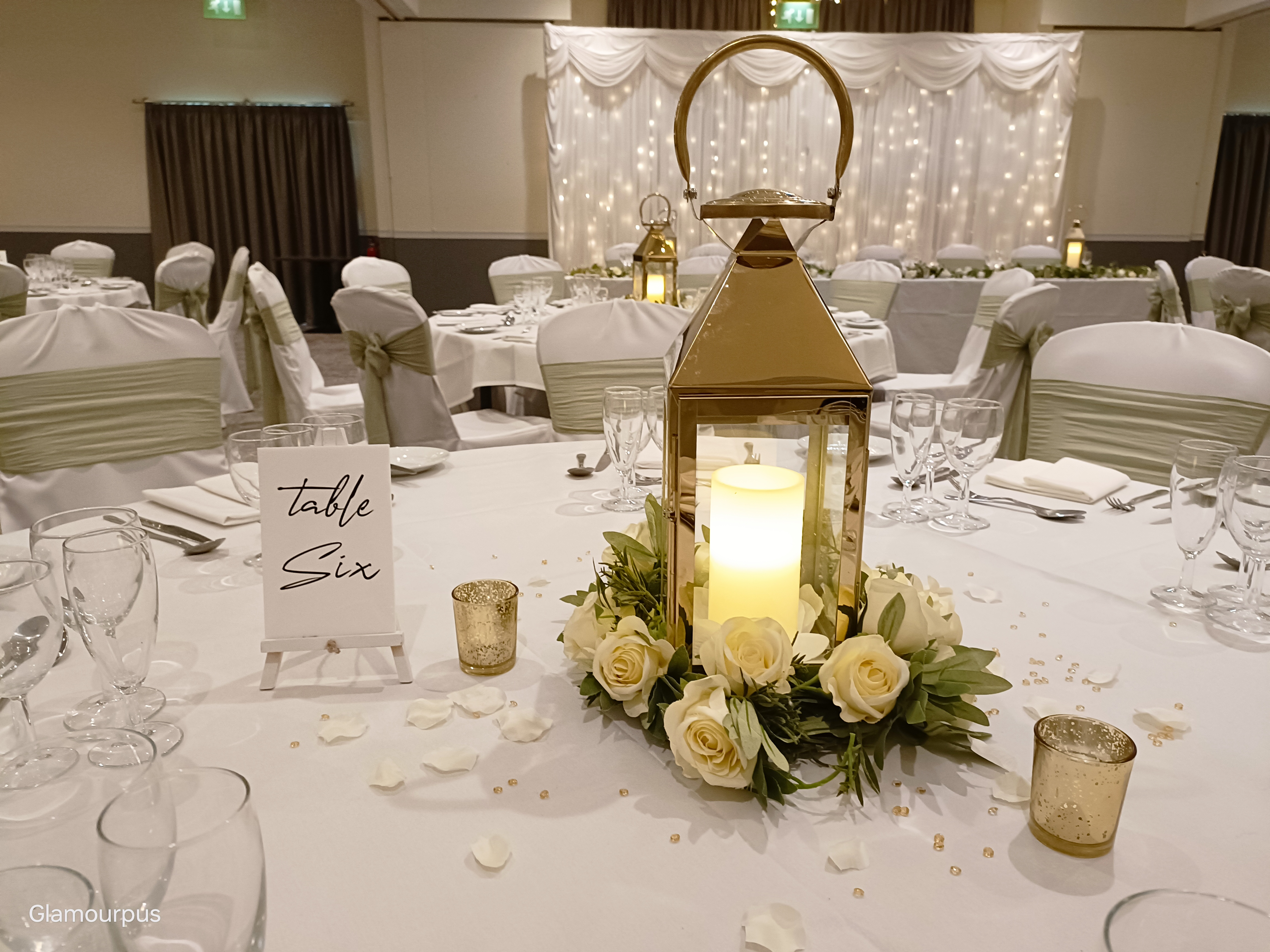 With Artificial Cream Rose Wreaths