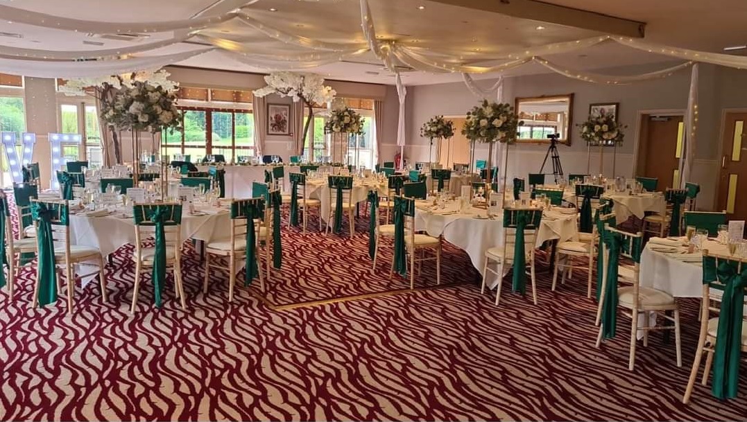 Gold Geometric Stand With Greenery & Ivory & Florals