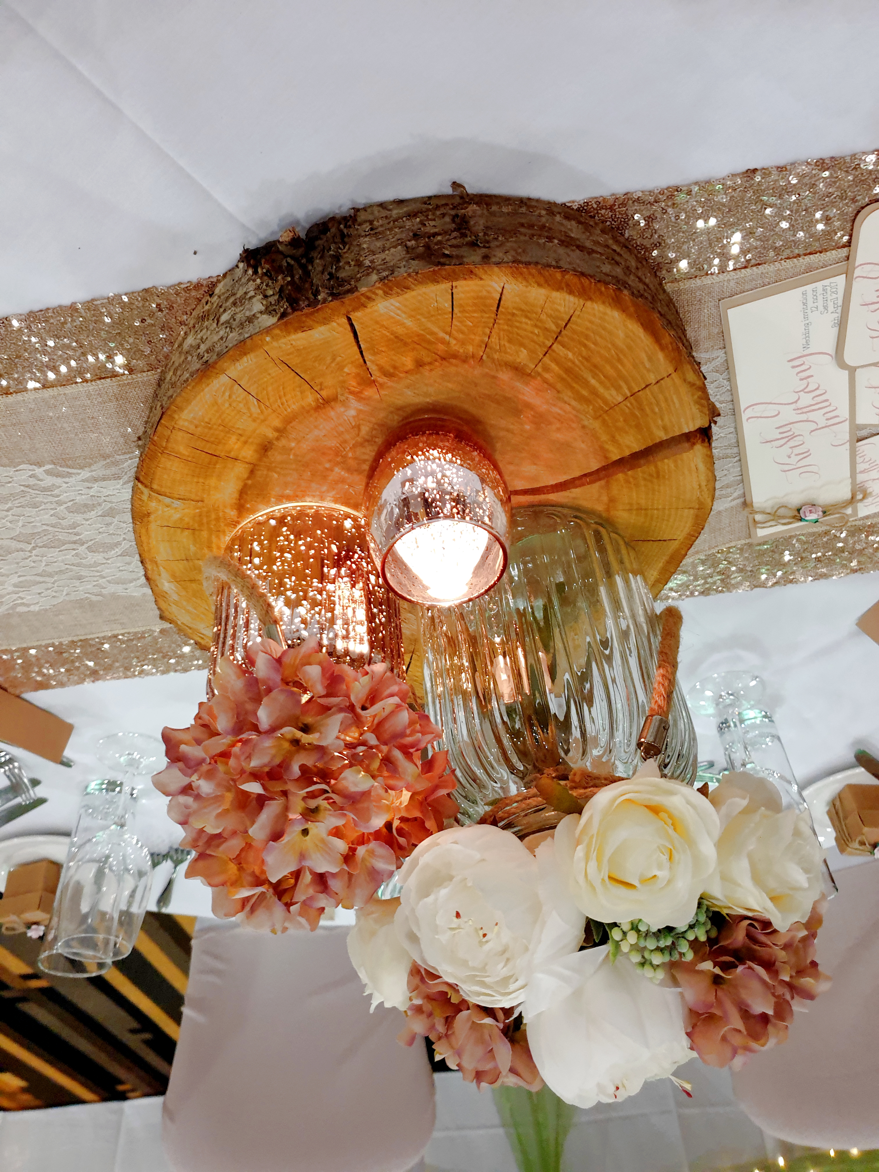 With Ivory & Blush Rose & Hydrangea.