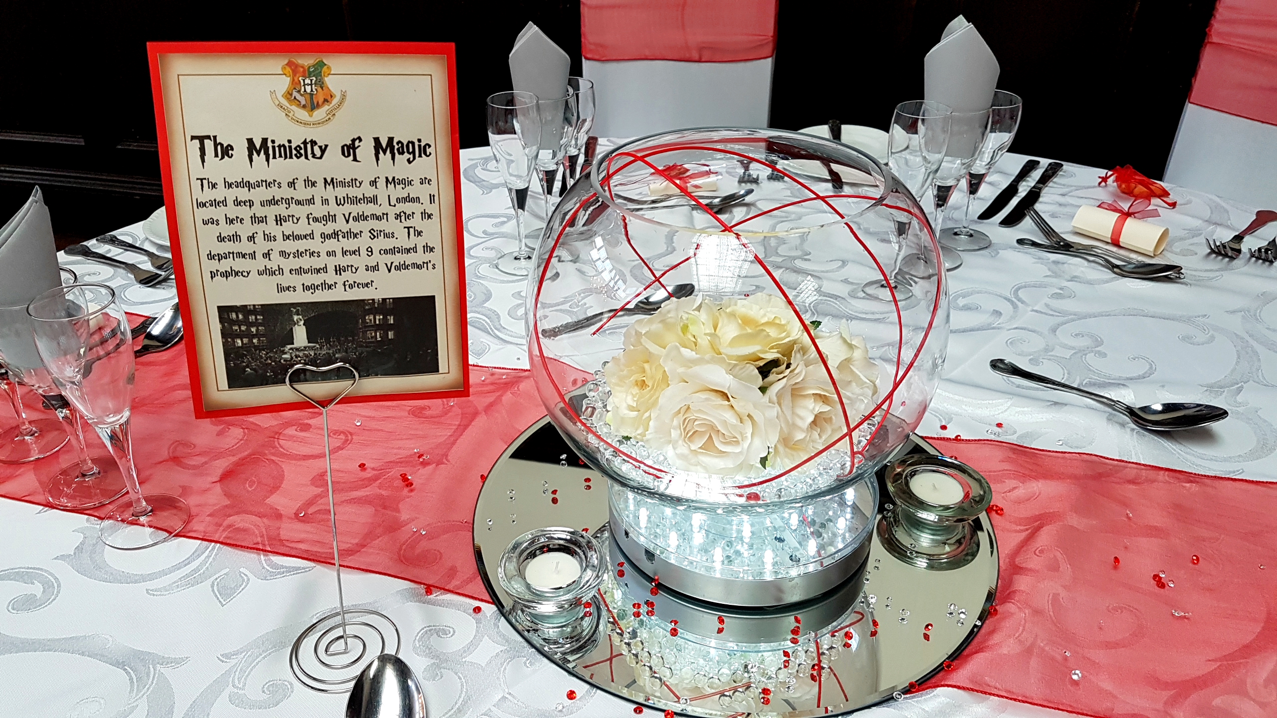 With Artificial Ivory Roses & Red Canes