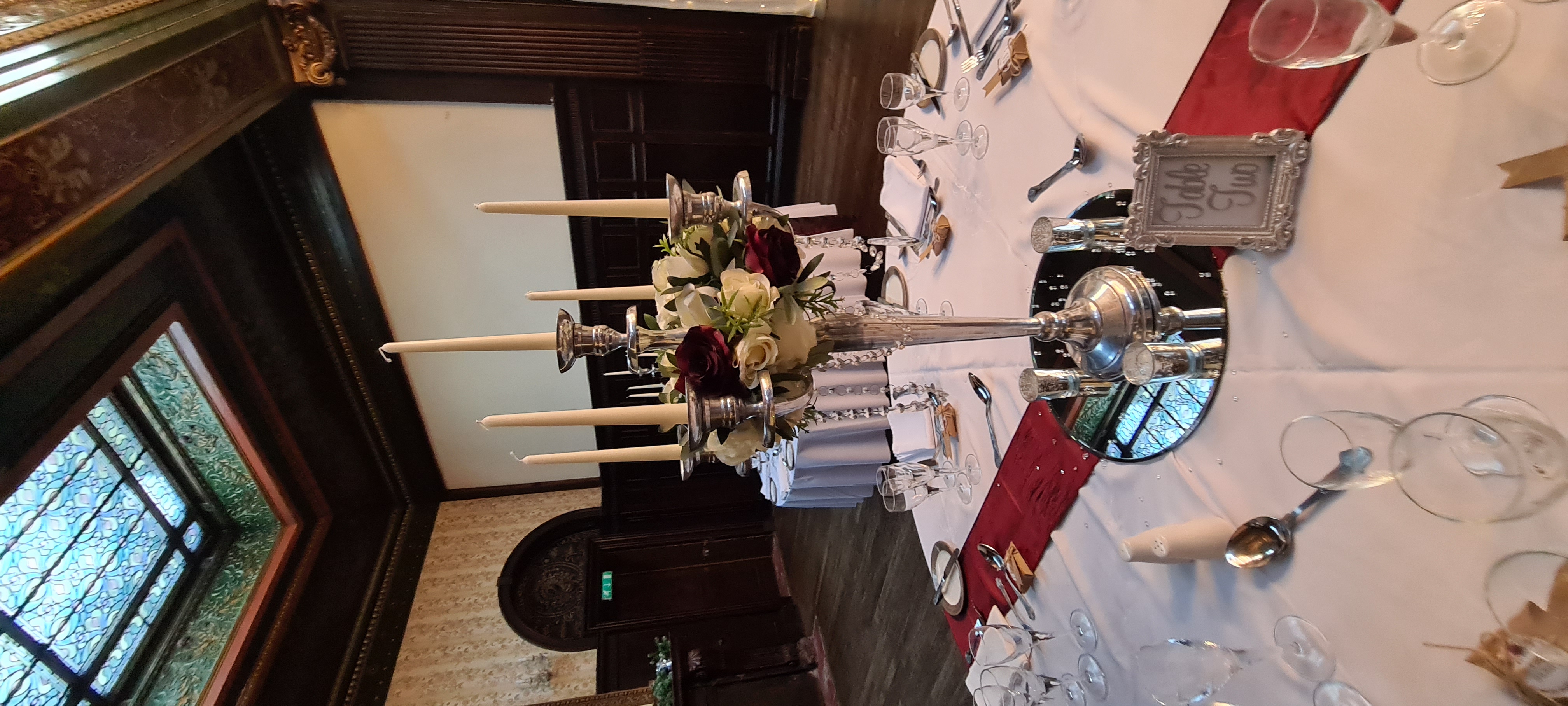 With Artificial Cream & Red Rose Wreaths