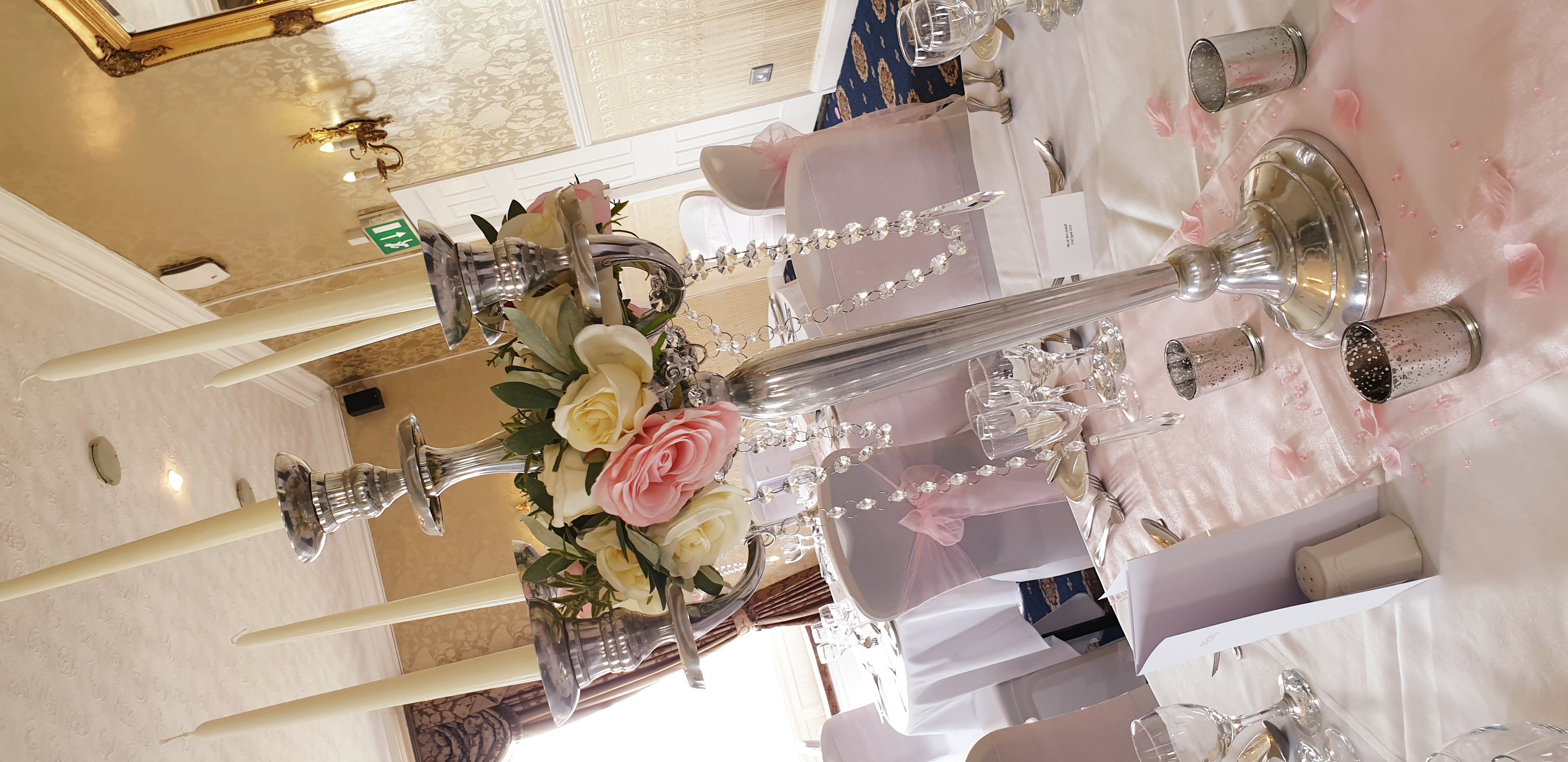 With Artificial Cream & Pink Rose Wreaths