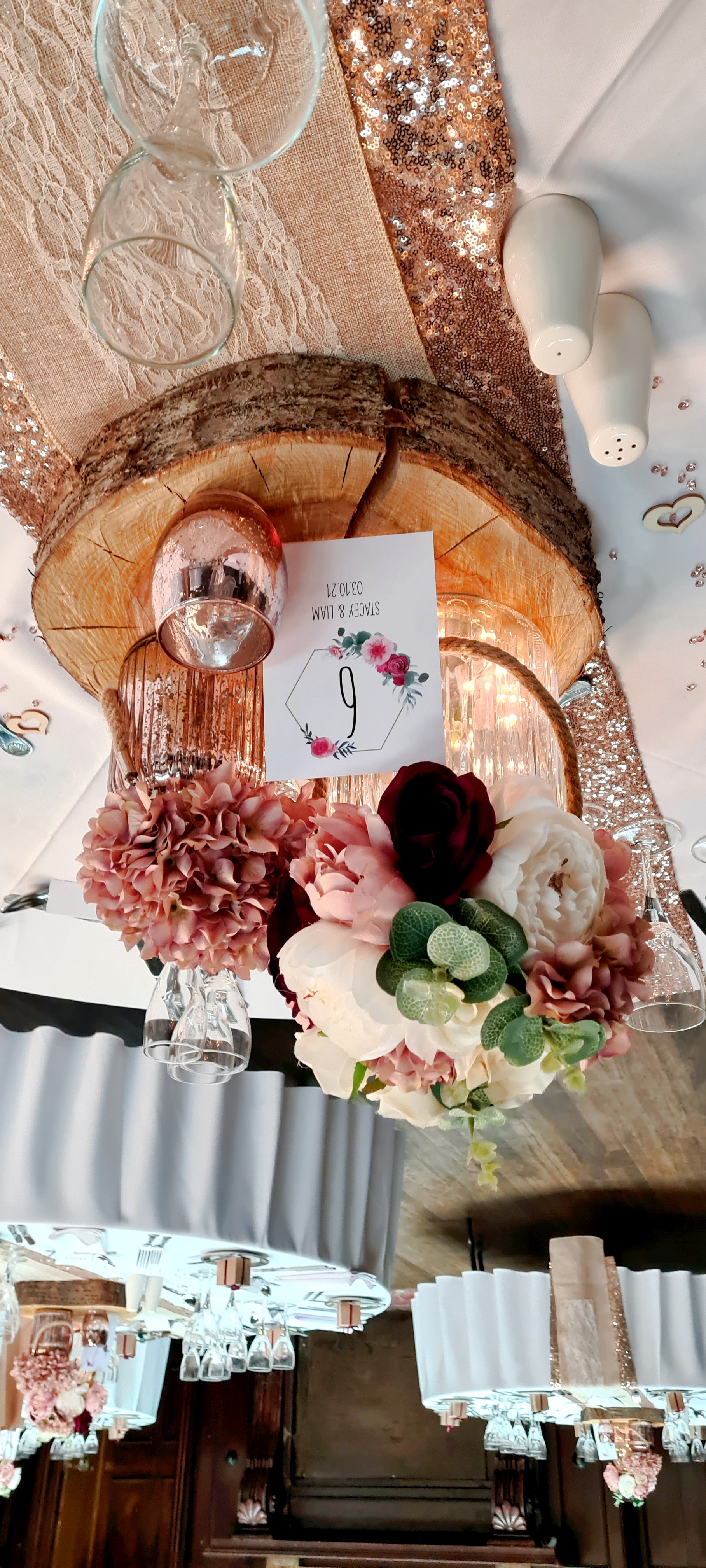 With Ivory, Burgundy & Blush Rose & Hydrangea.