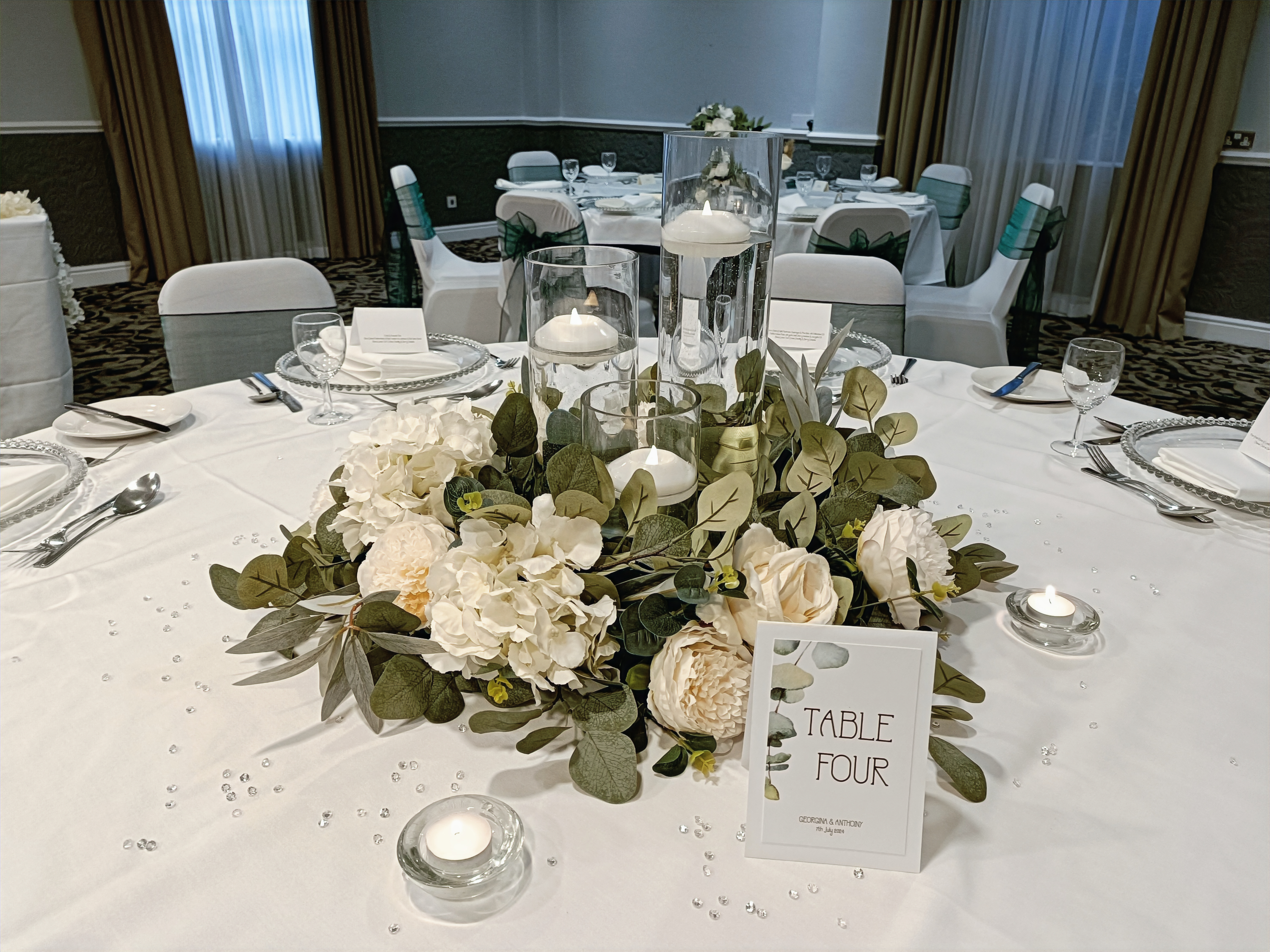 With Artificial Roses, Peonies & Hydrangeas in Ivory