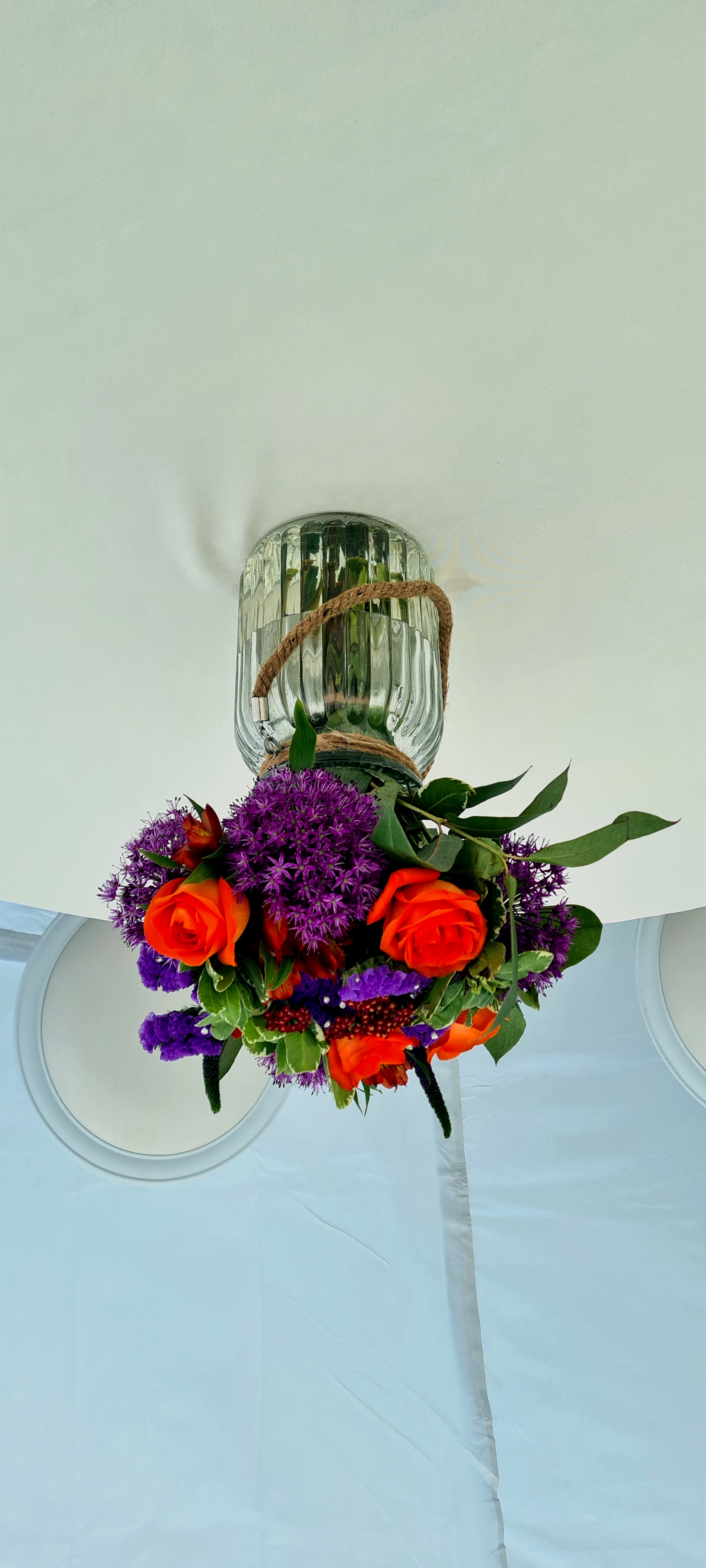 With Fresh Purple & Orange Flowers.