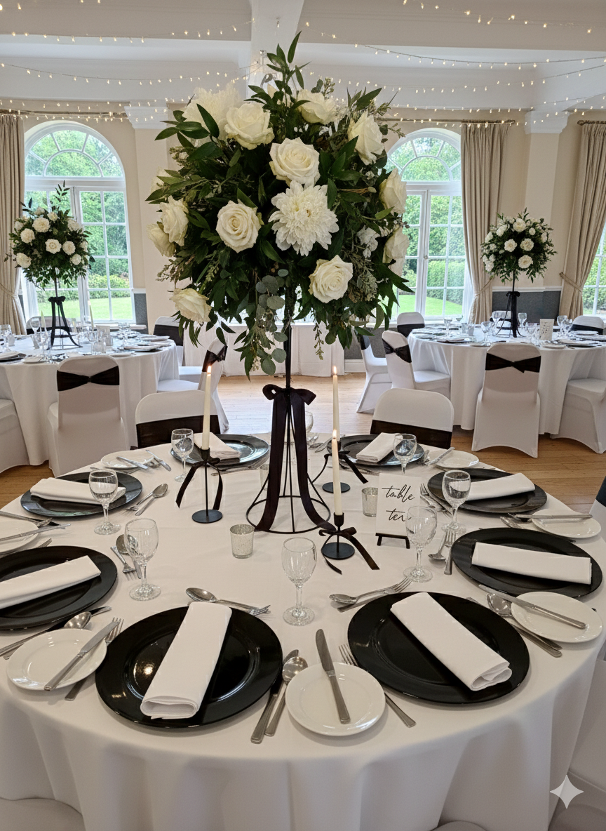 With Fresh Ivory Rose & Ivory Dahlia