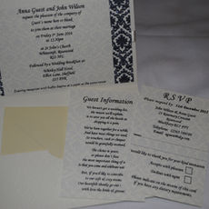 Damask Navy Pocket Fold Invitation - Inside