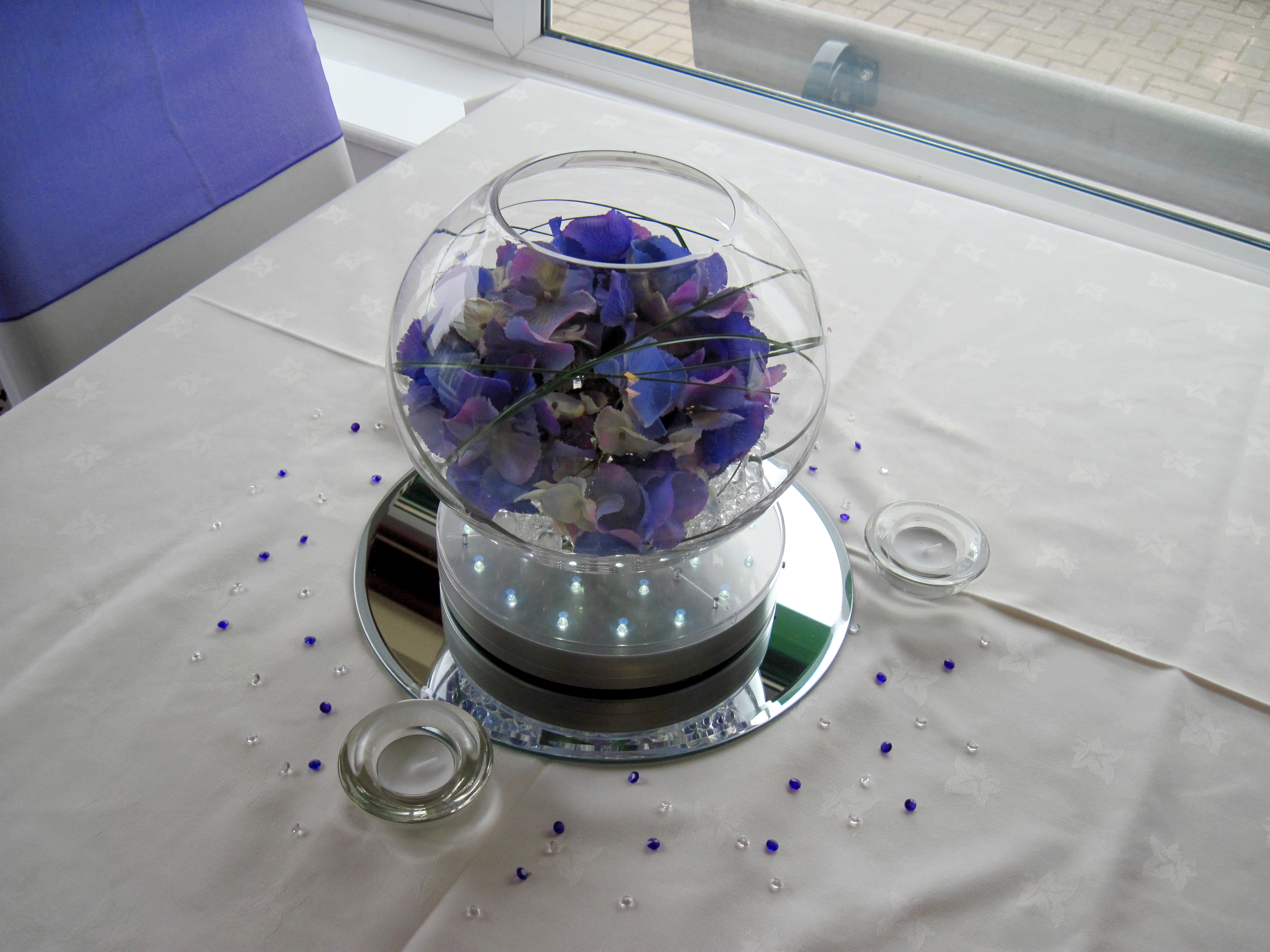 With Artificial Purple Hydrangea