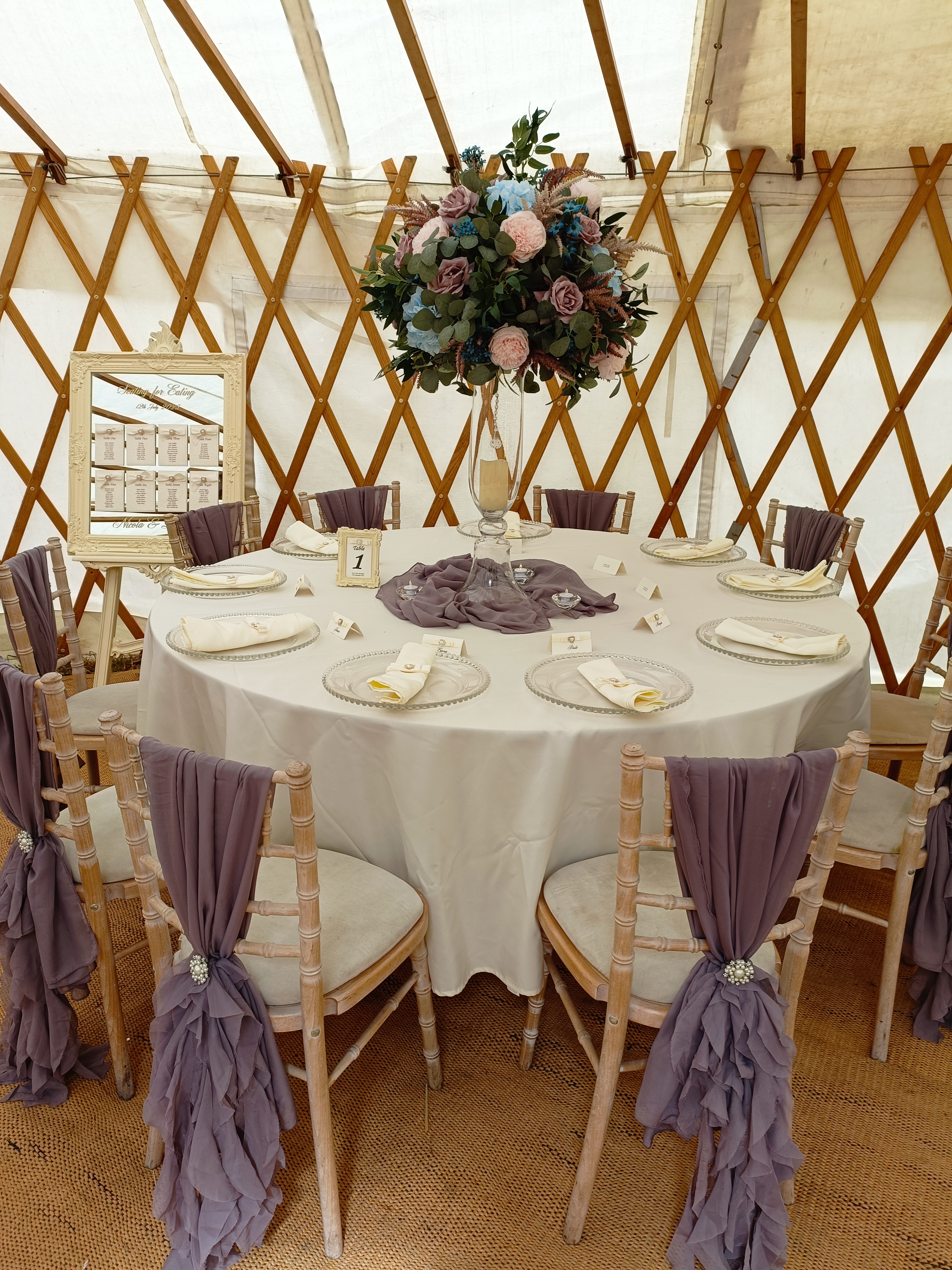 With Lilac, Blue & Pink & Greenery "Bridgerton"  Artificial Flower Bomb