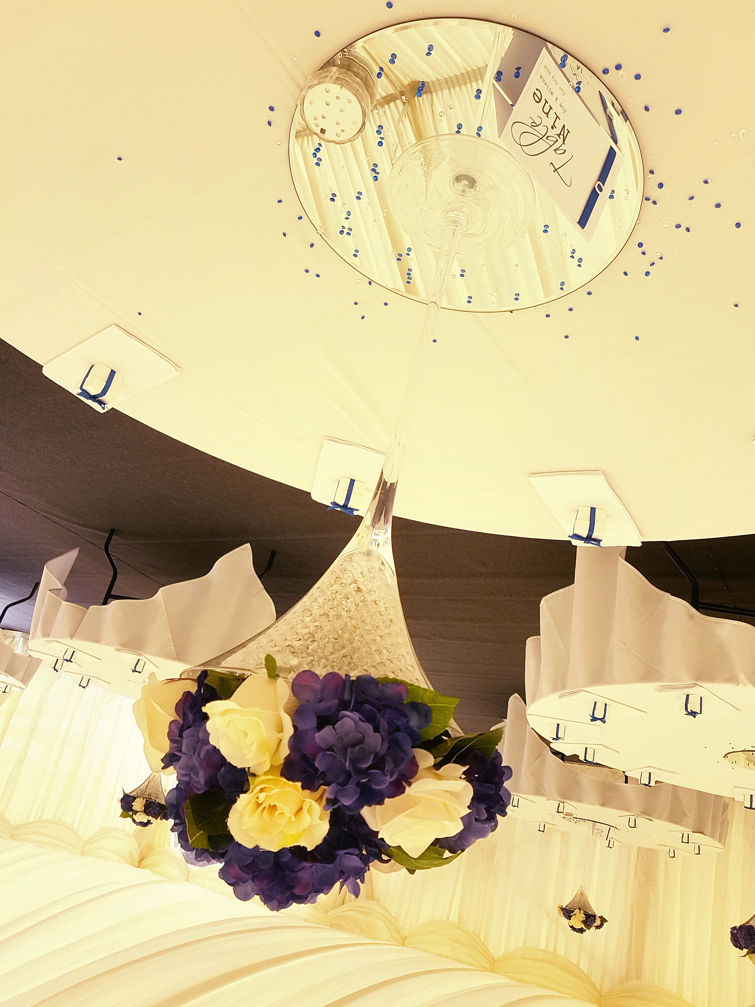 With Cream Rose & Blue Hydrangea Dome 