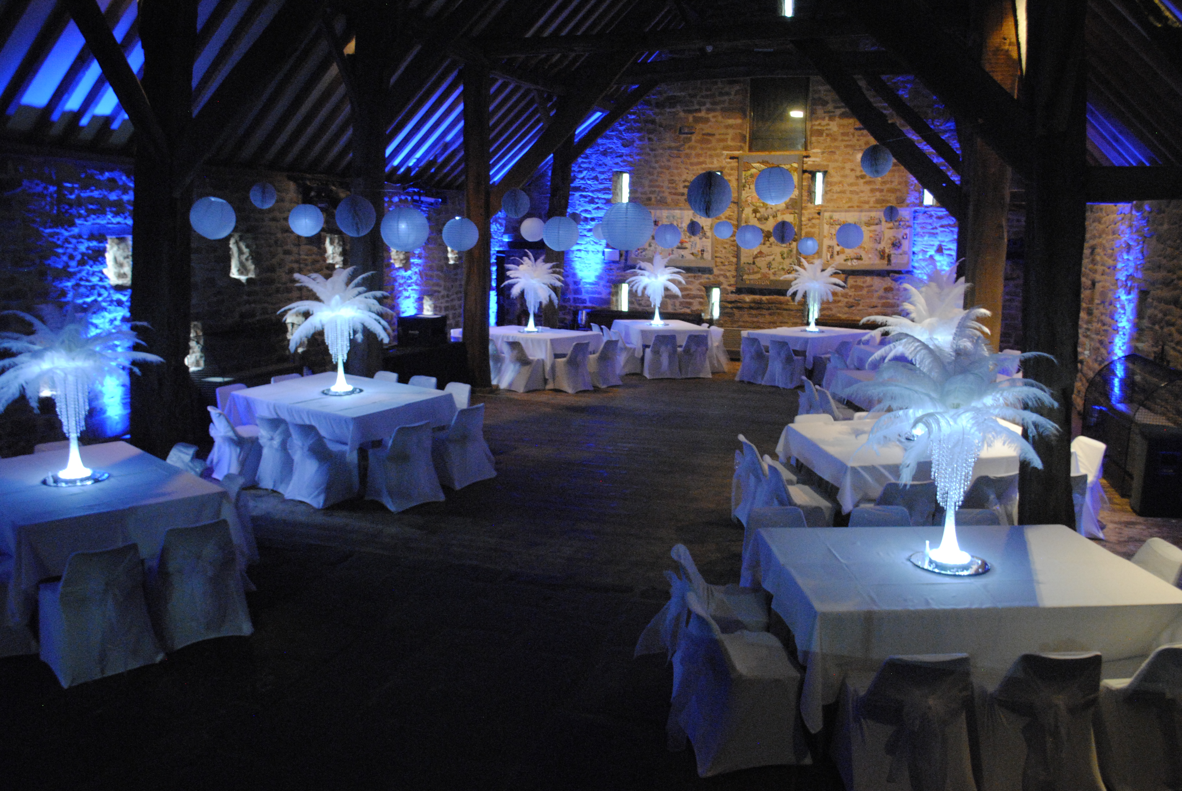 Blue Uplighting at Whiston Barn