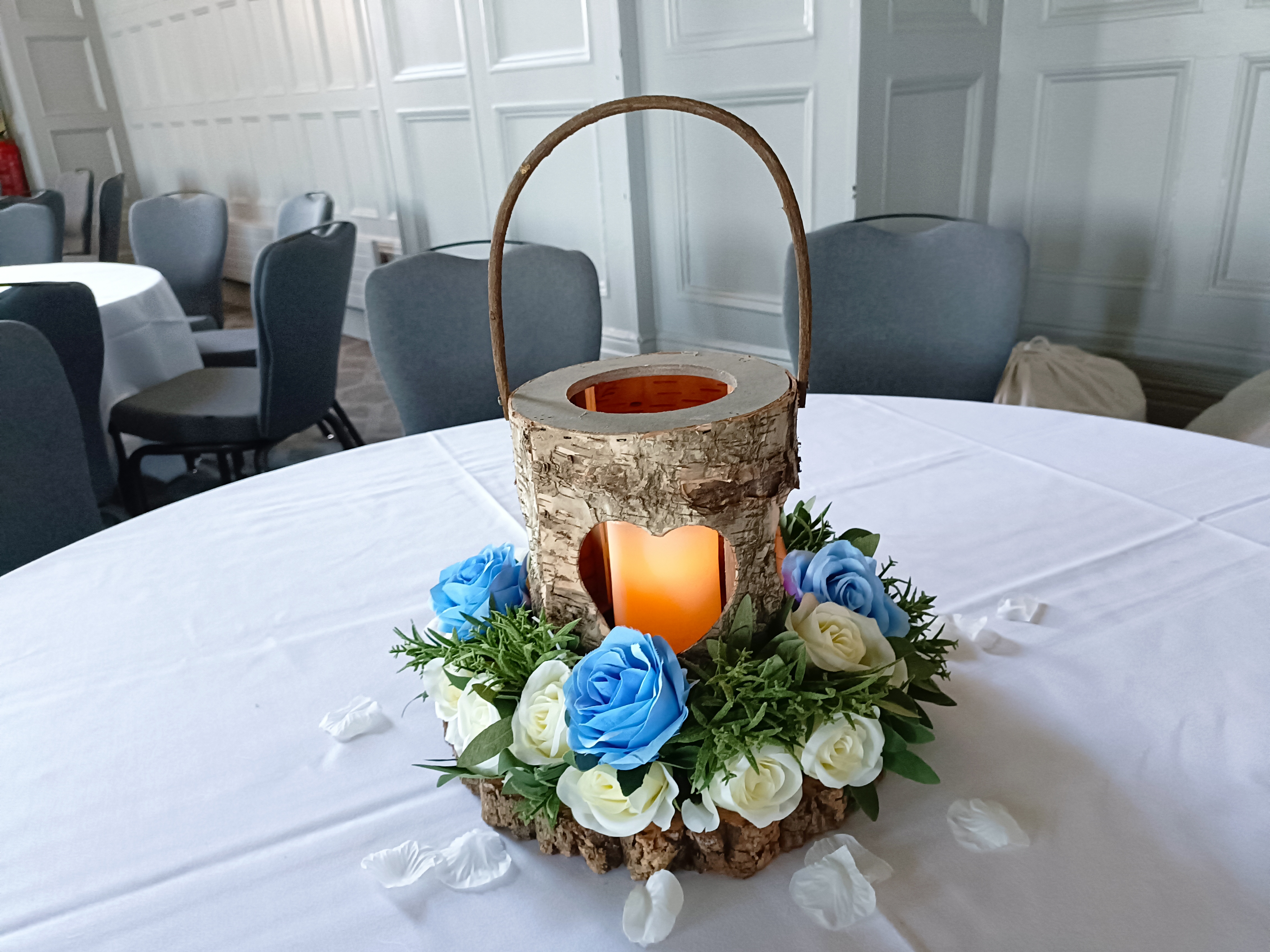 With Cream & Blue Rose Wreath