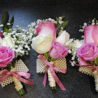 Fresh Pink & Ivory Rose Wrist Corsage