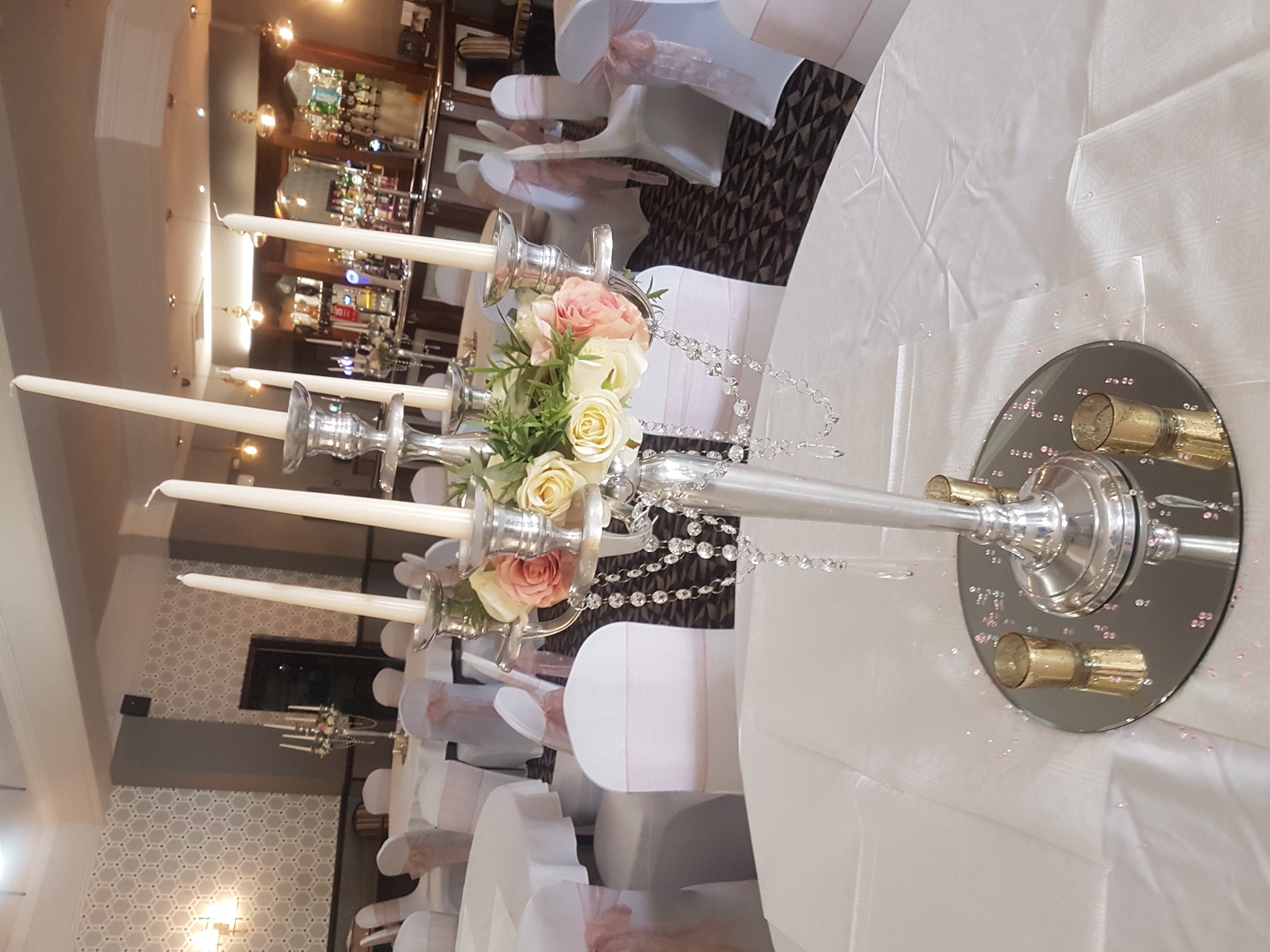 With Artificial Cream & Pink Rose Wreaths