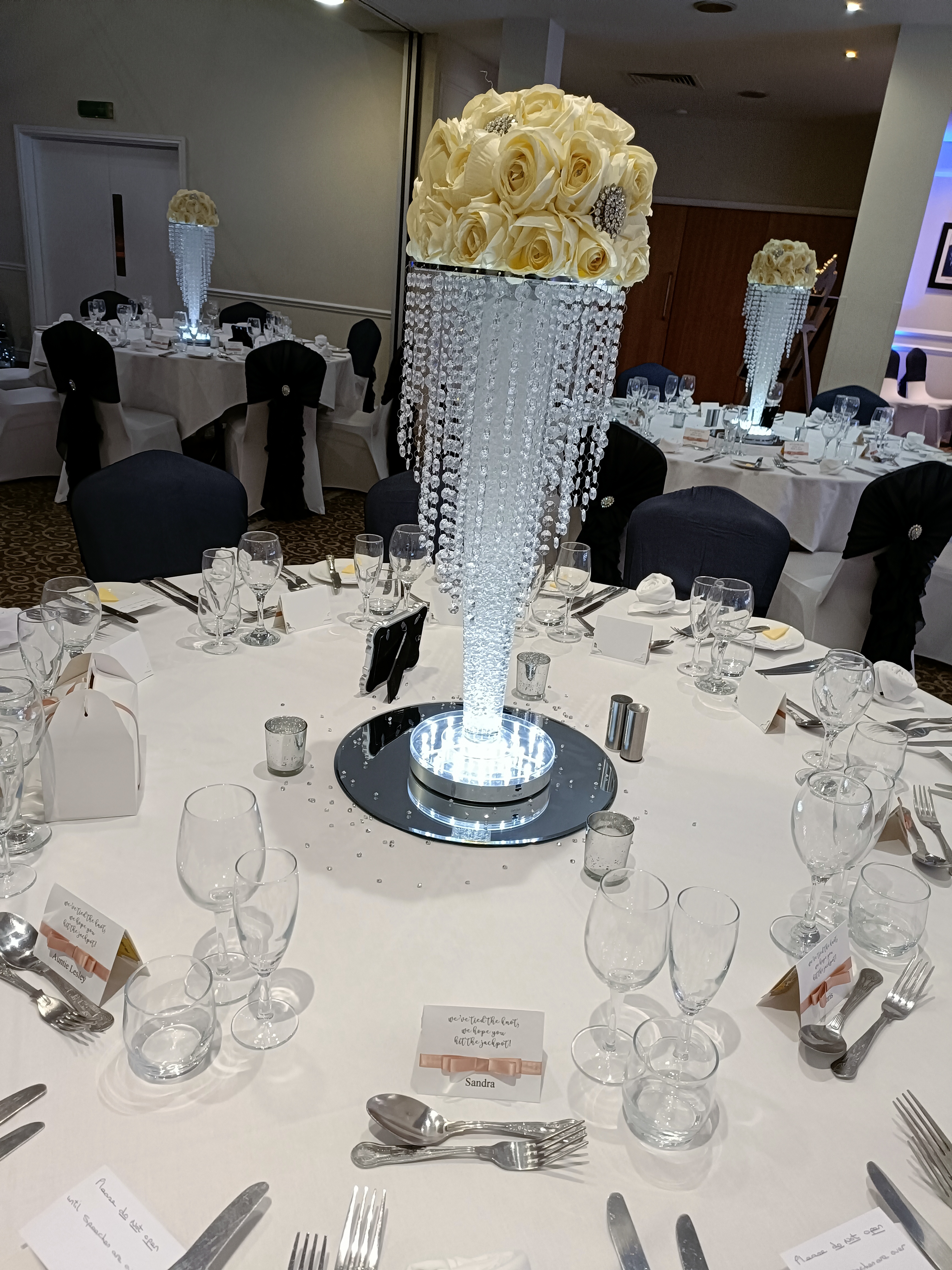 With Artificial Cream Rose Dome & Crystal Brooches 