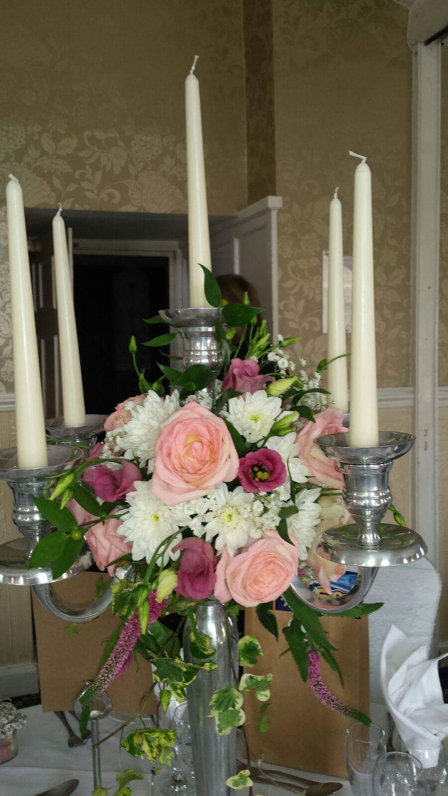 Candelabra with fresh flower balls